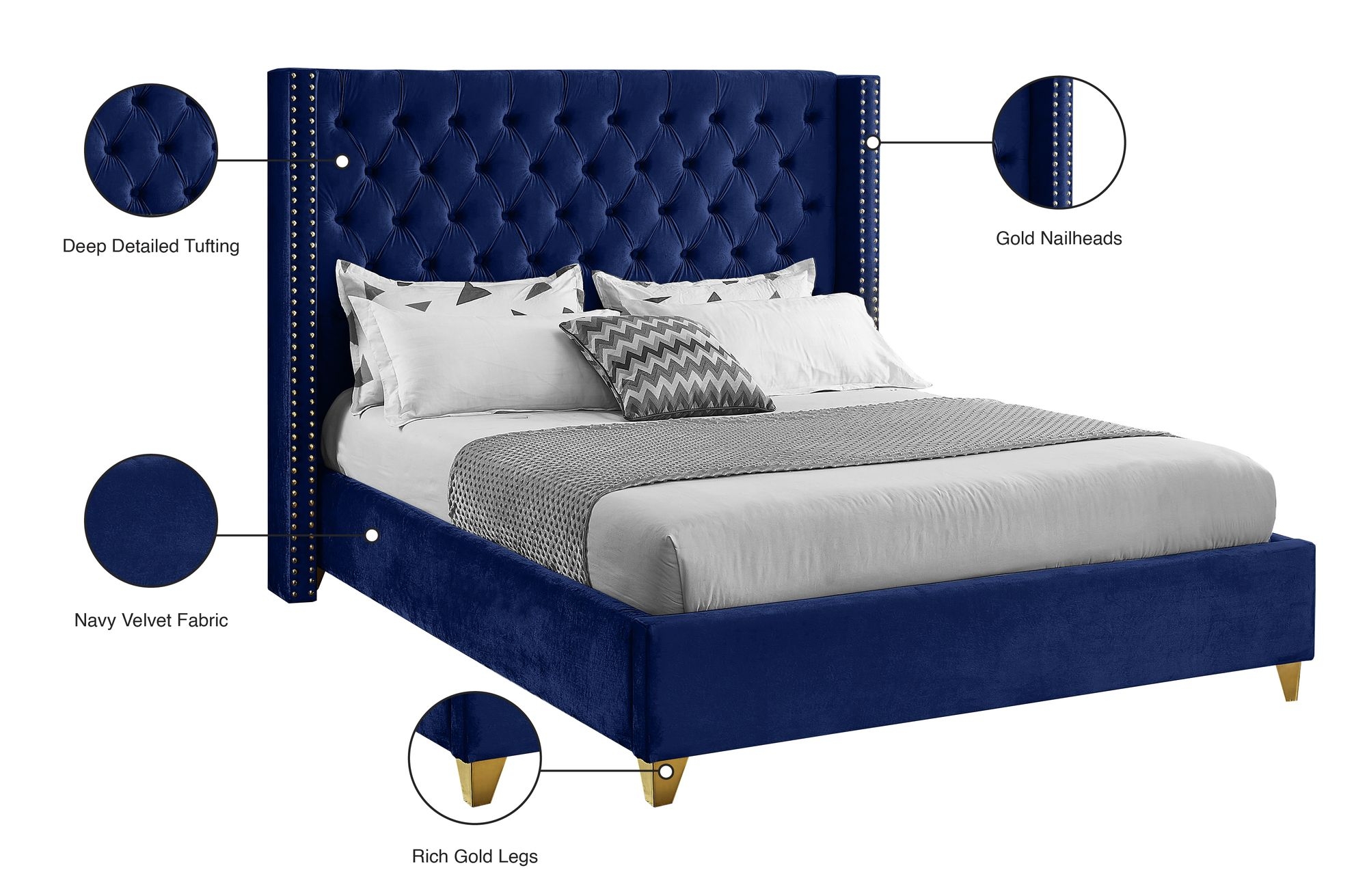 Barolo Velvet Bed