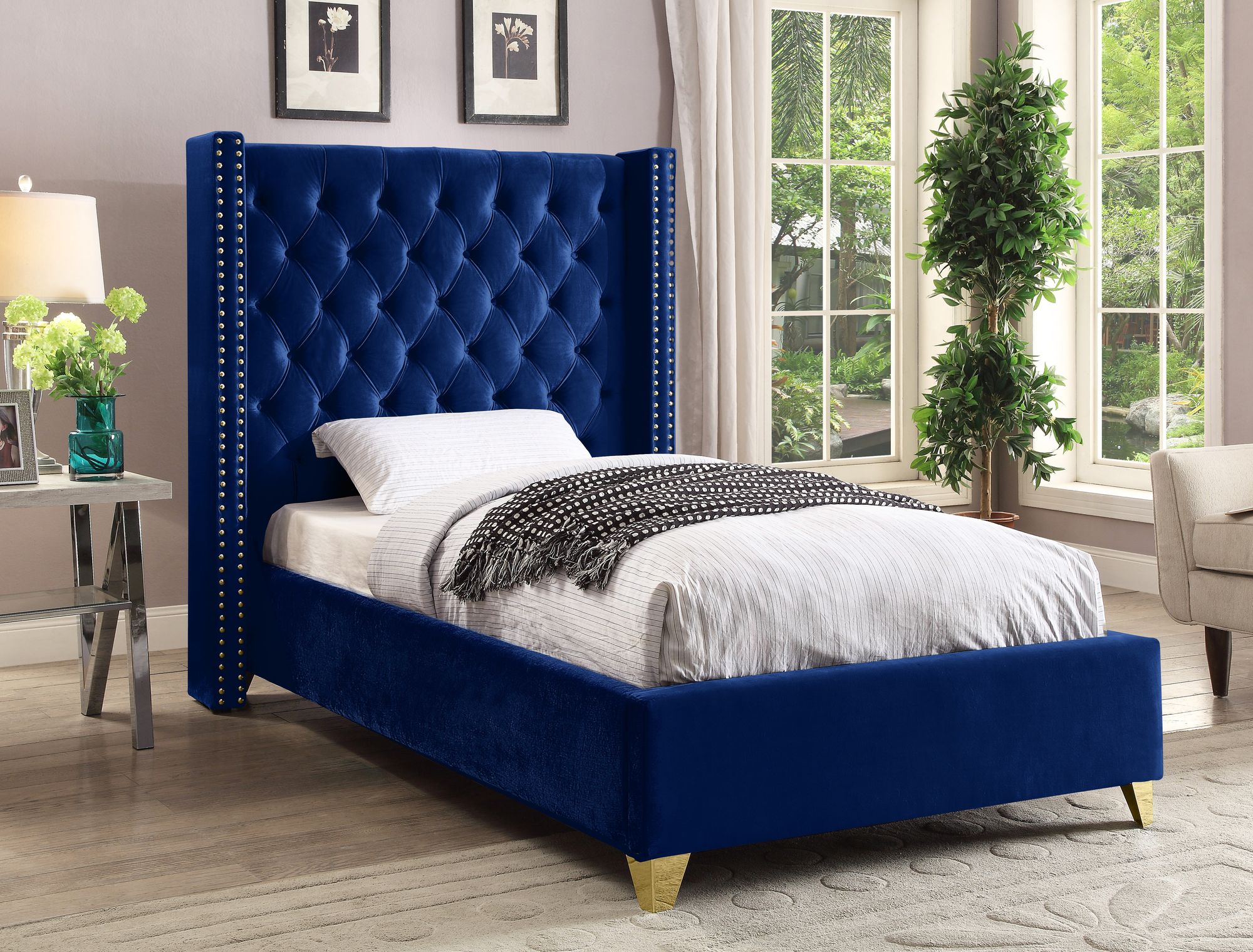 Barolo Velvet Twin Size Bed