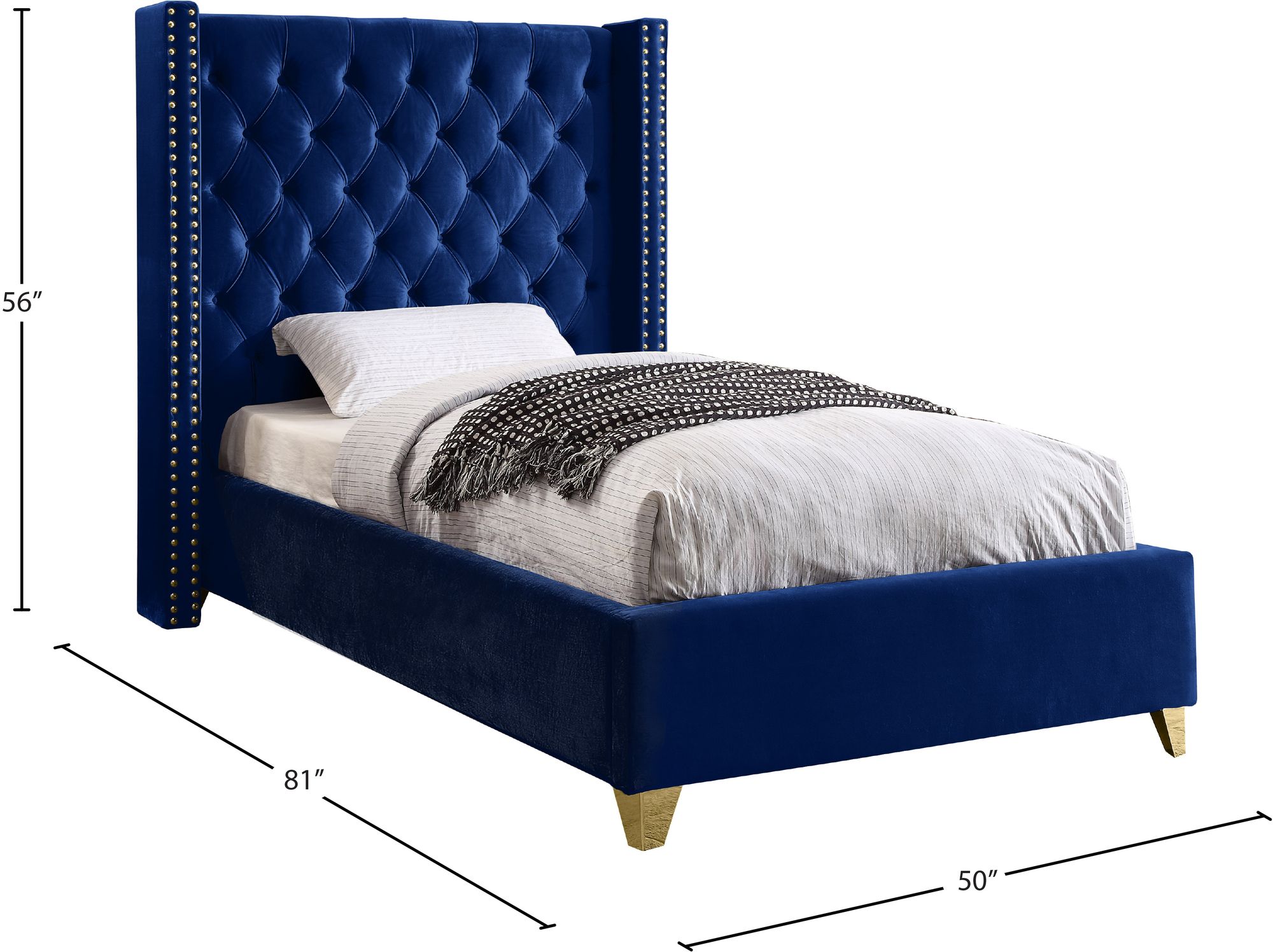 Barolo Velvet Twin Size Bed