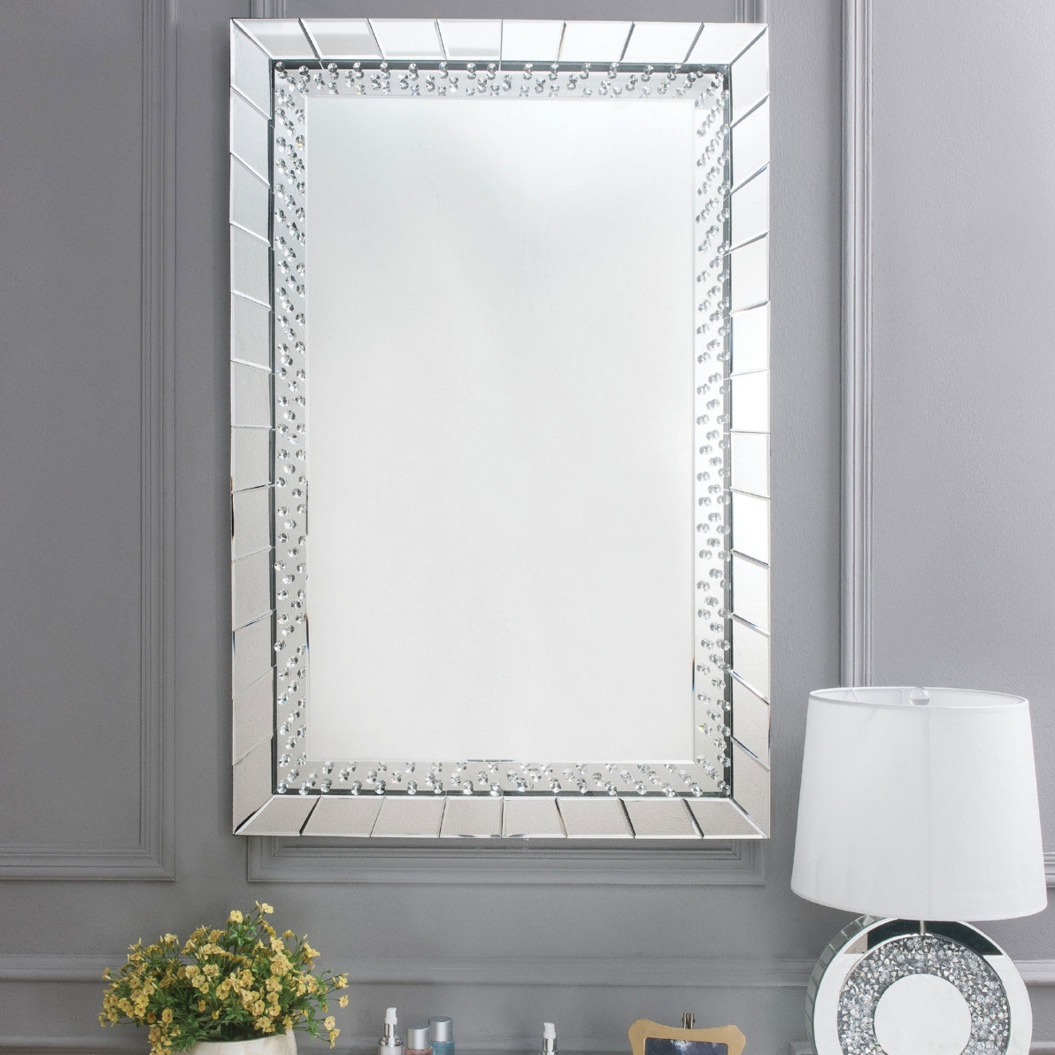 Nysa 97386 Mirrored/Faux Crystals Wall Mirror