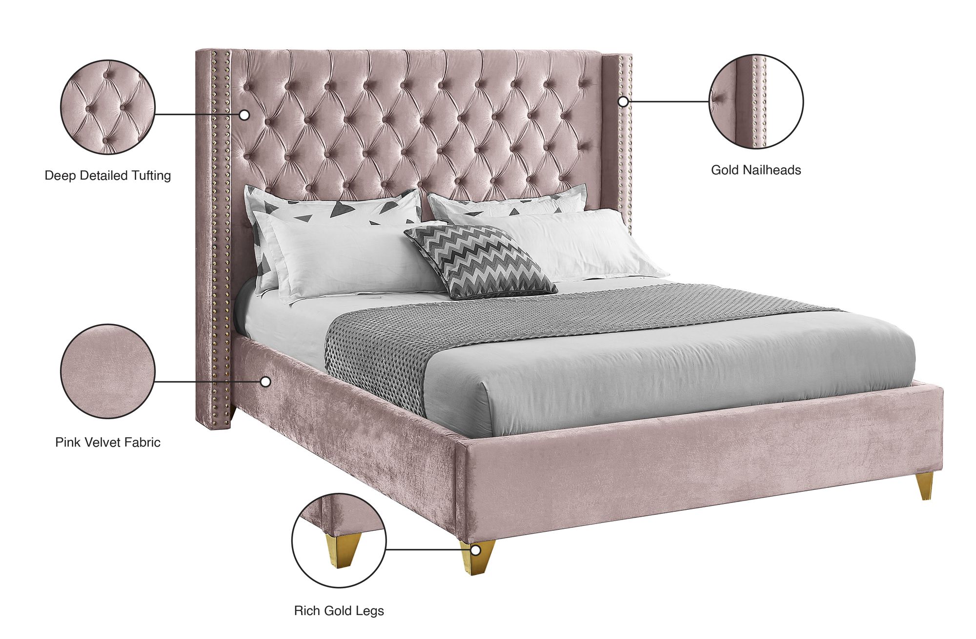 Barolo Velvet King Size Bed