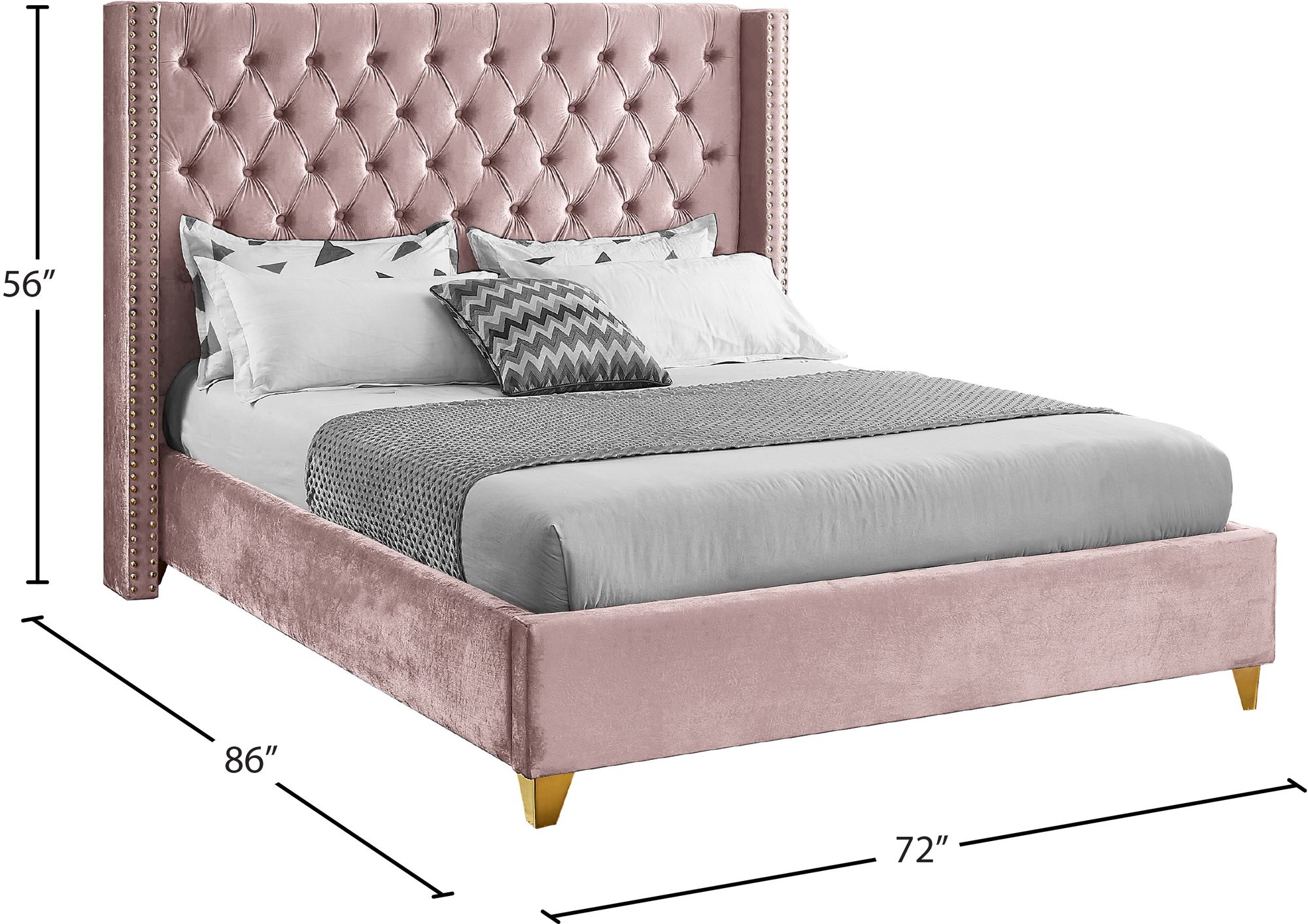Barolo Velvet Queen Size Bed