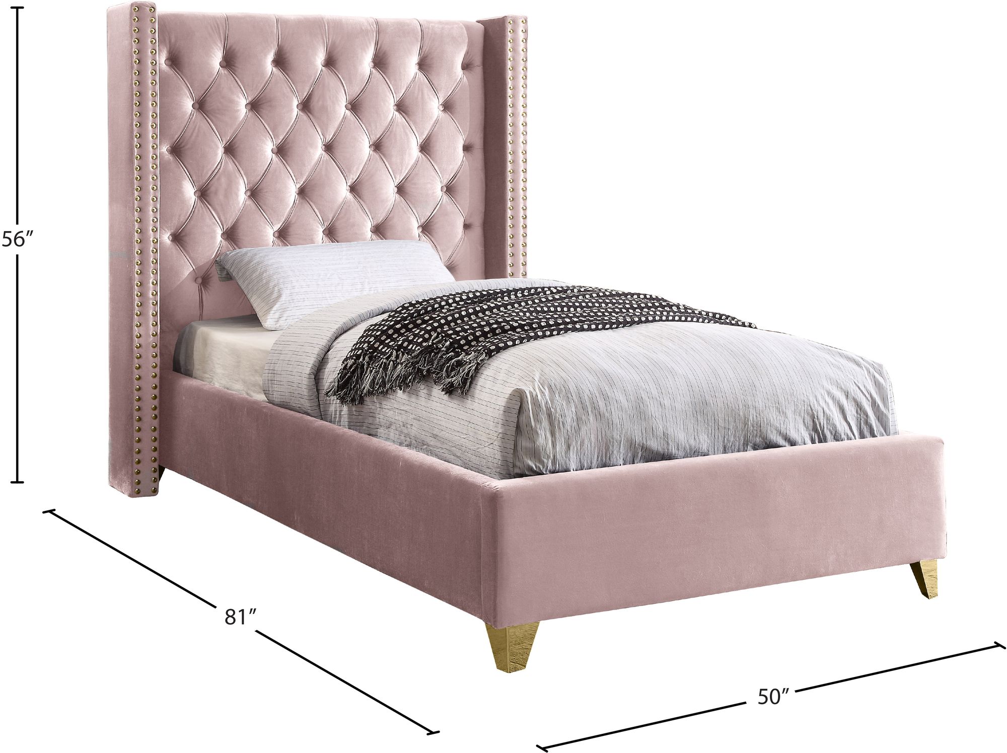 Barolo Velvet Twin Size Bed