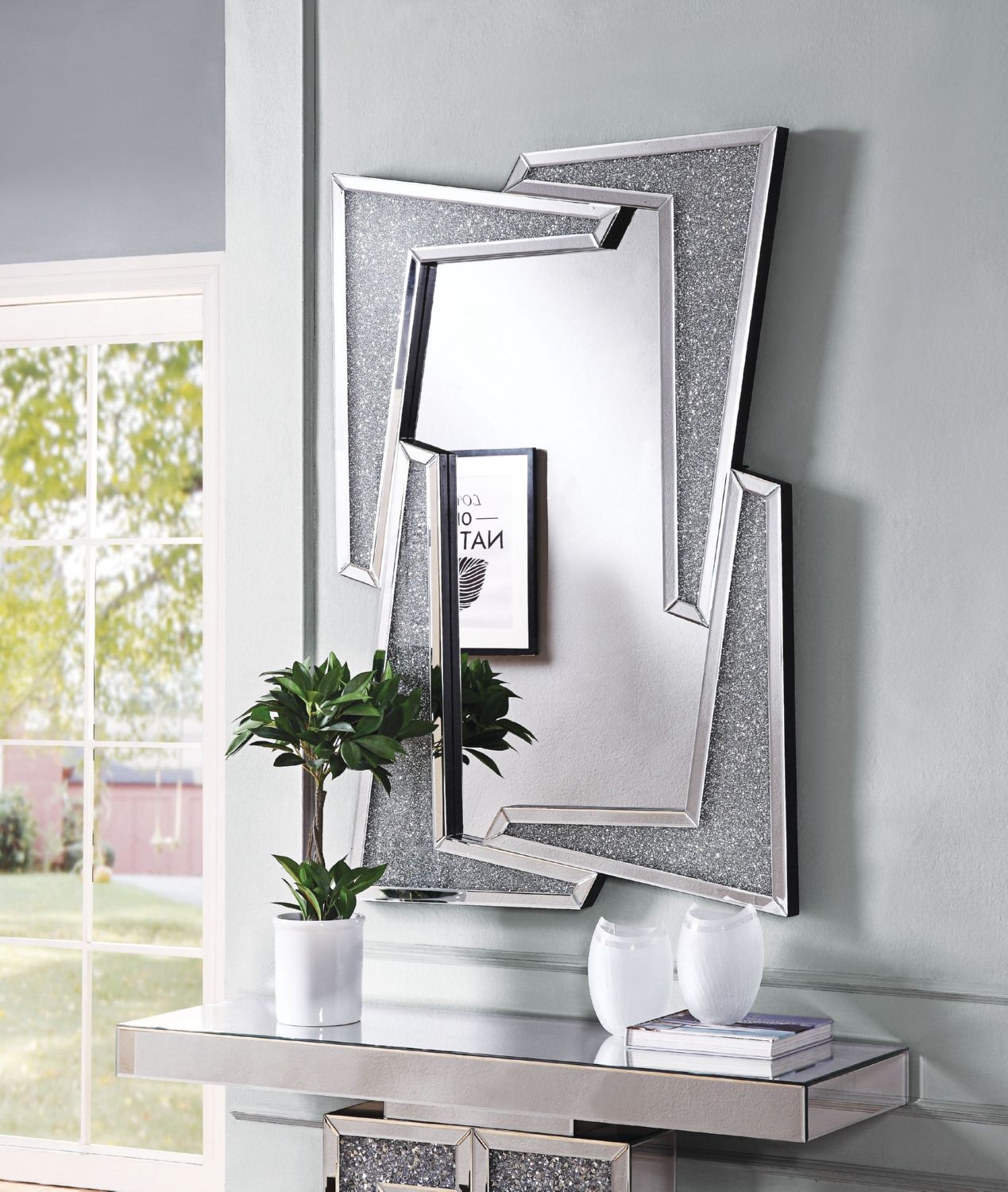 Noralie 97571 Mirrored/Faux Diamonds Wall Mirror