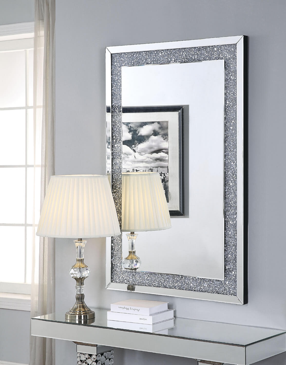 Noralie 97573 Mirrored/Faux Diamonds Wall Mirror