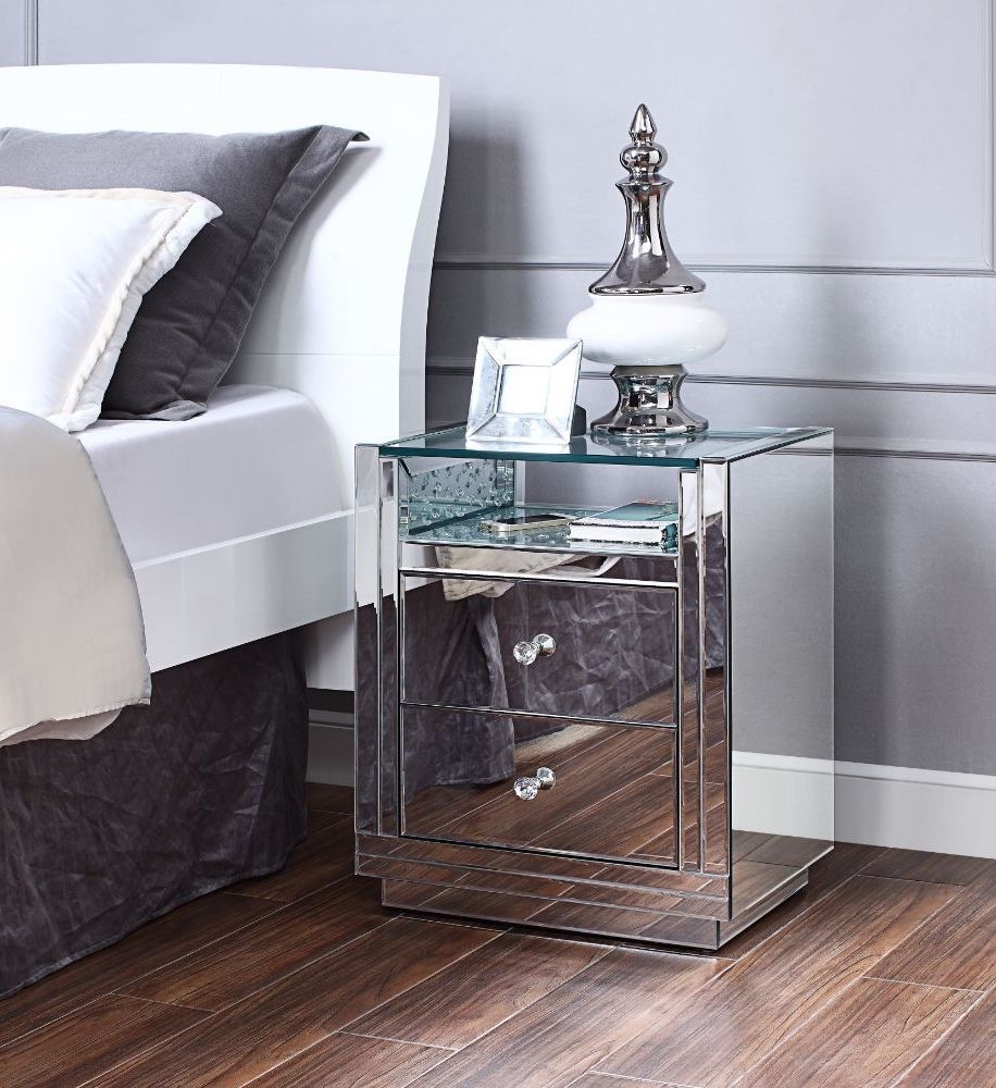 Nysa 97575 Mirrored/Faux Crystals Accent Table