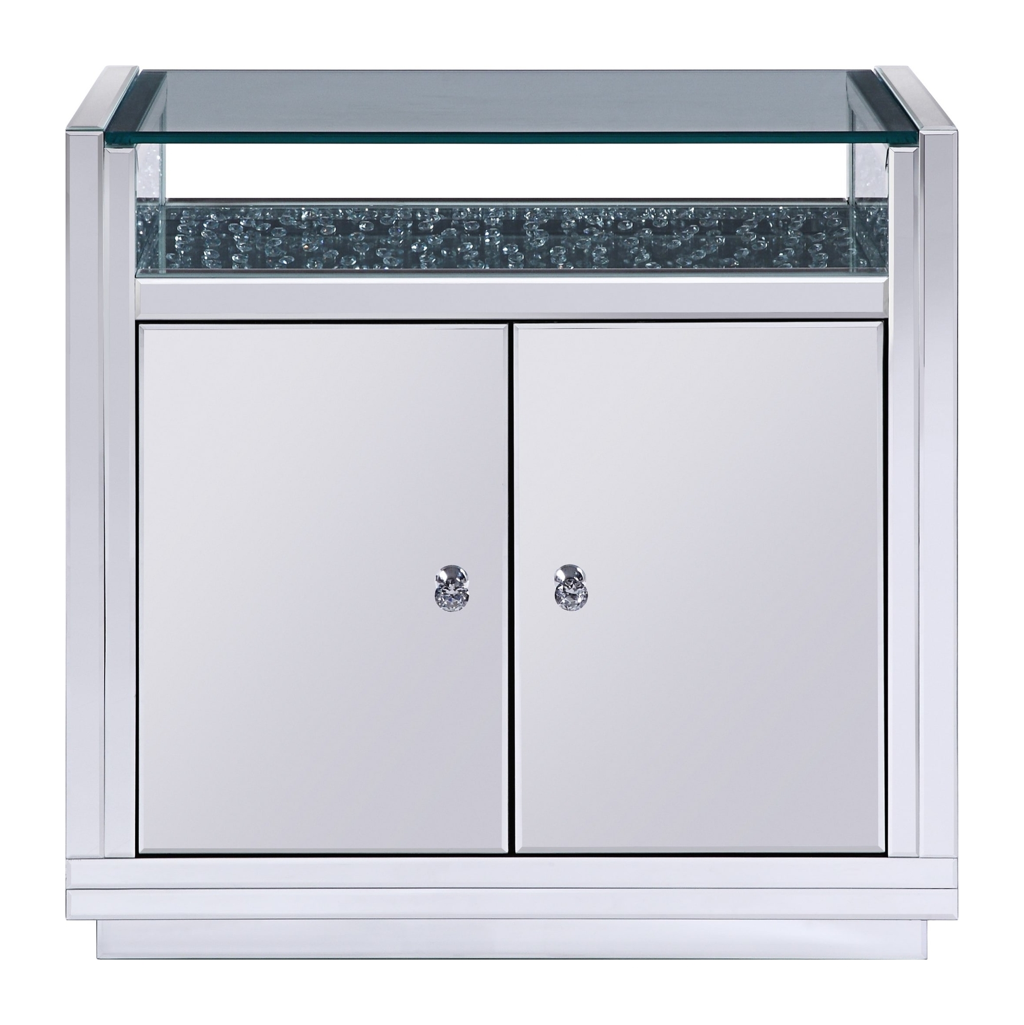 Nysa 97577 Mirrored/Faux Crystals Cabinet/Console Table