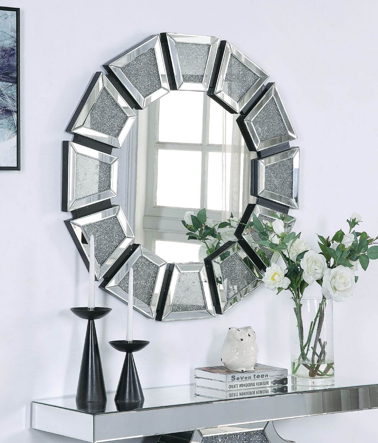 Nowles 97610 Mirrored/Faux Stones Wall Mirror