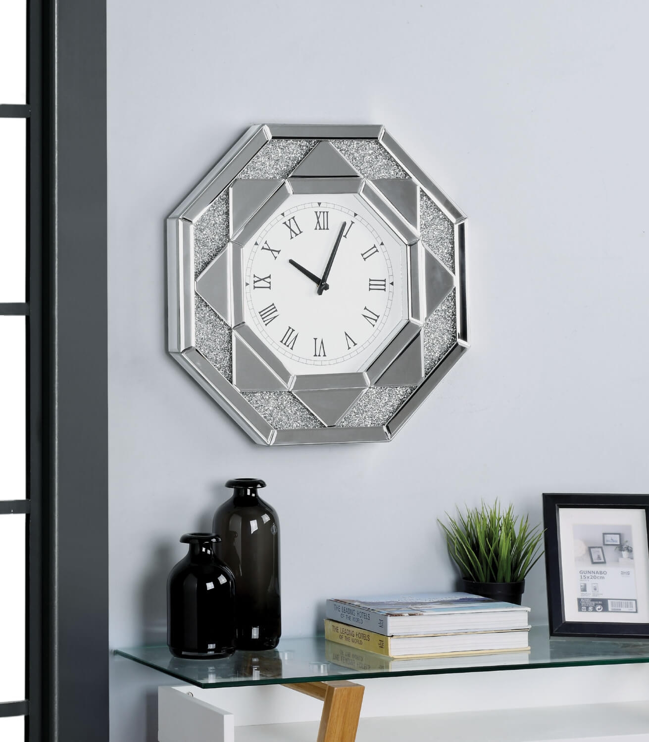 Maita 97613 Mirrored/Faux Crystals Wall Clock