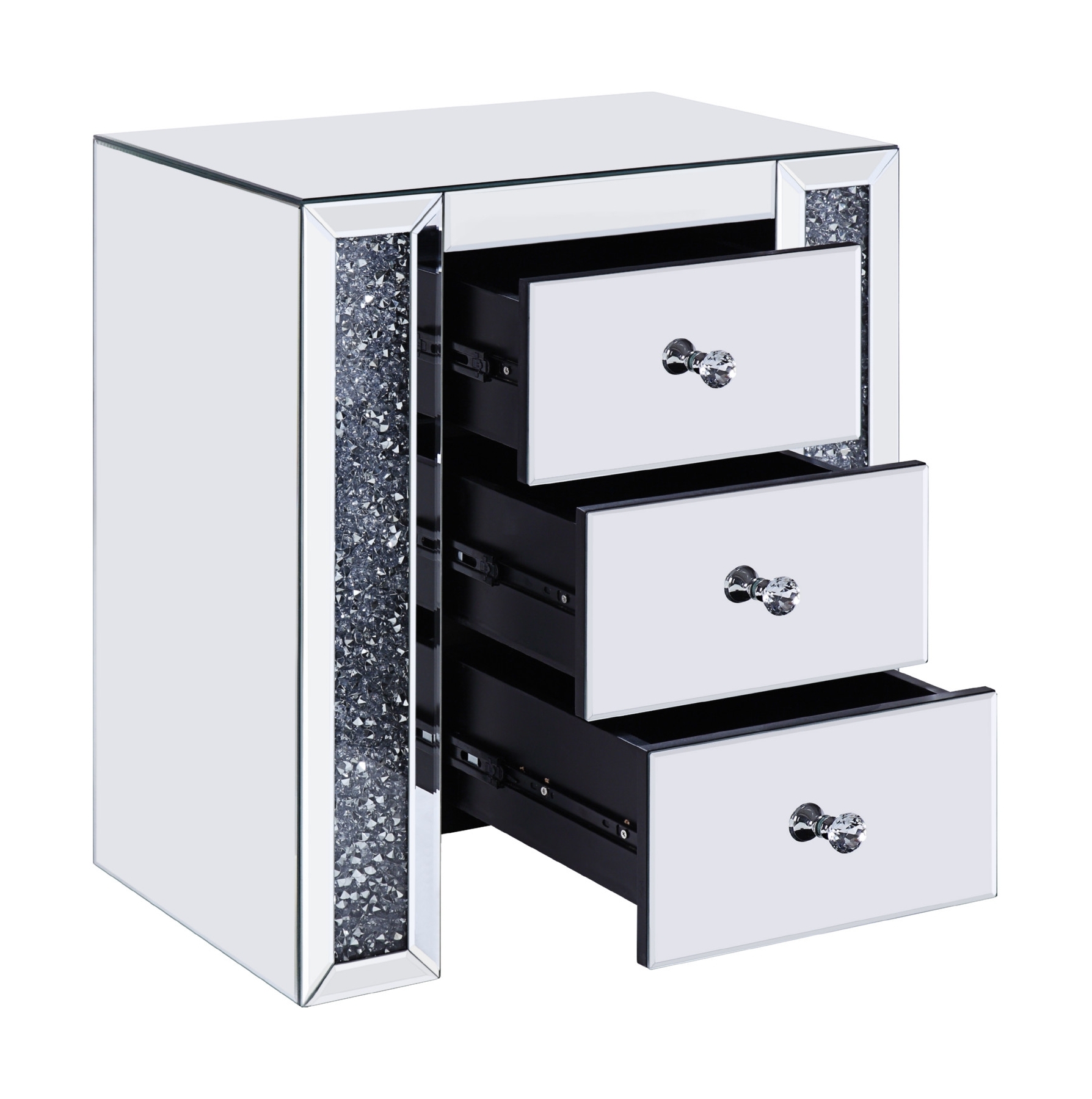 Noralie 97640 Mirrored/Faux Diamonds Accent Table/Nightstand