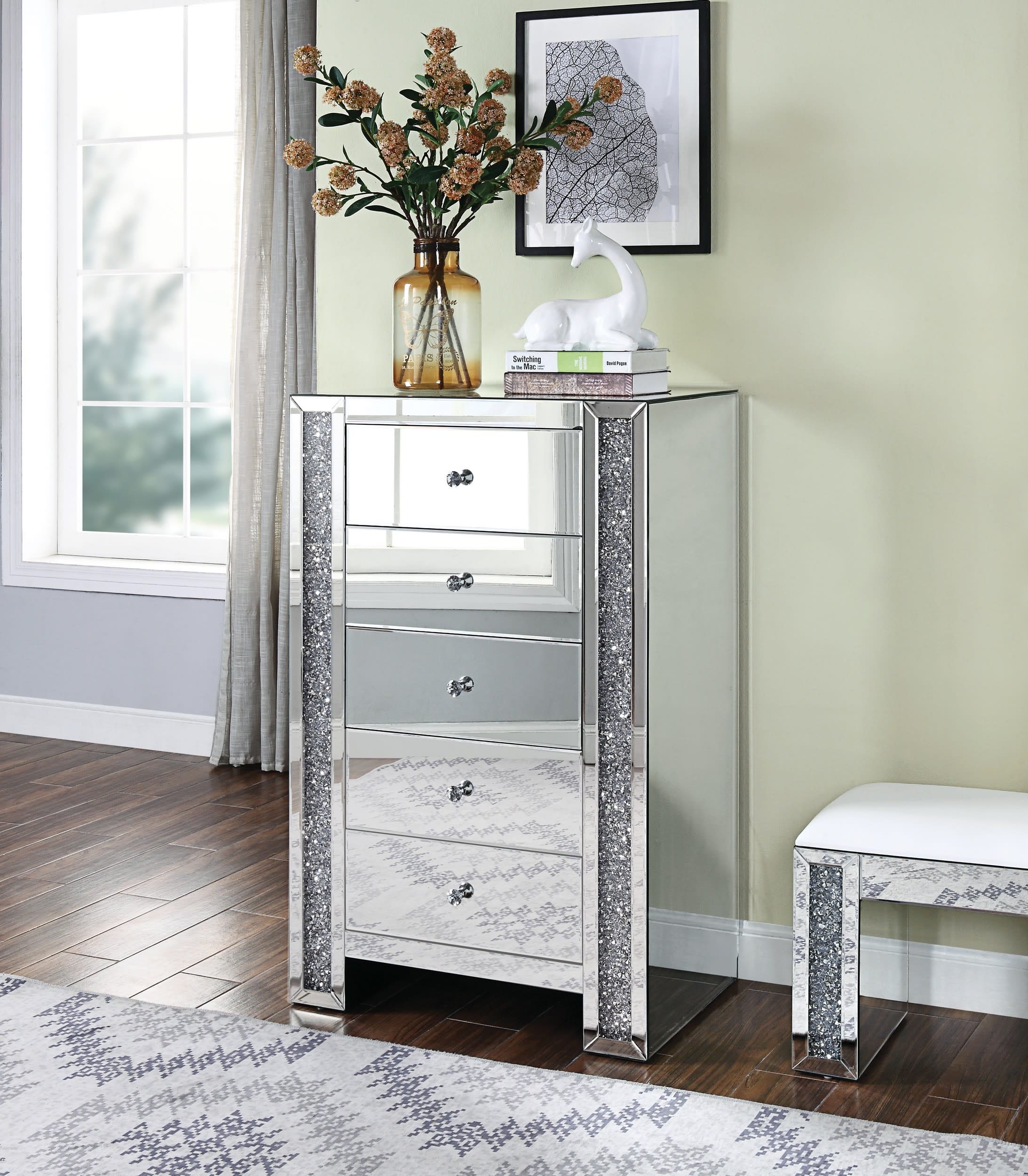 Noralie 97644 Mirrored/Faux Diamonds Chest