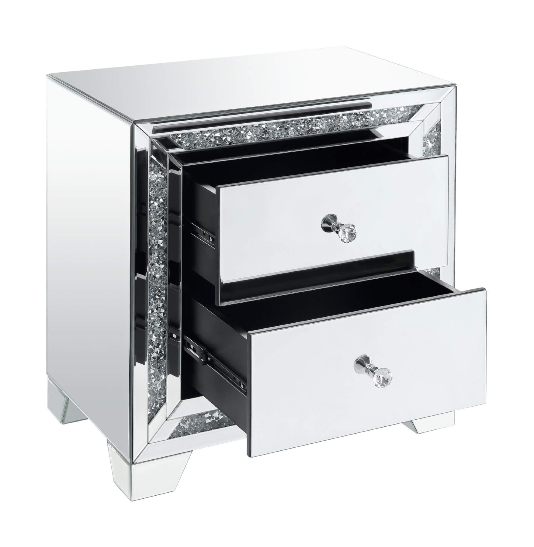 Noralie 97647 Mirrored/Faux Diamonds Accent Table/Nightstand