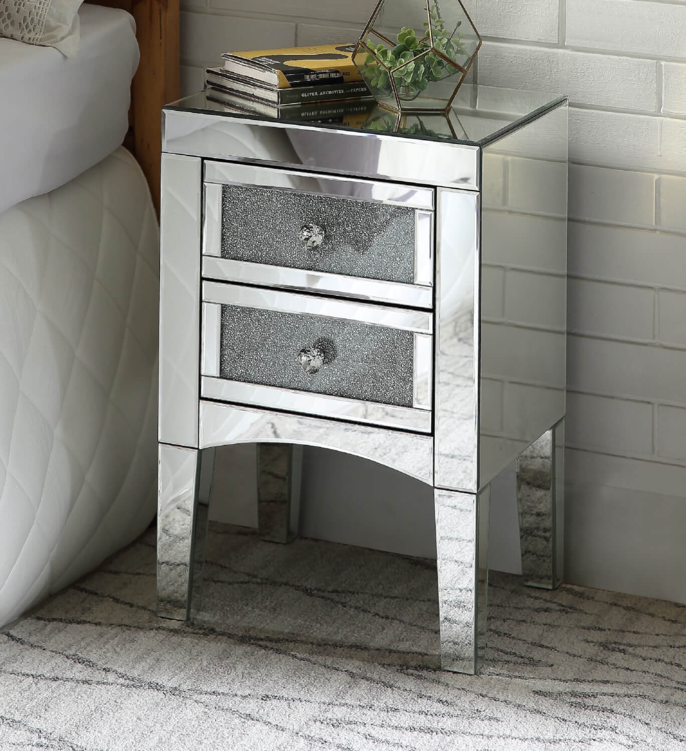 Nowles 97651 Mirrored/Faux Stones Accent Table