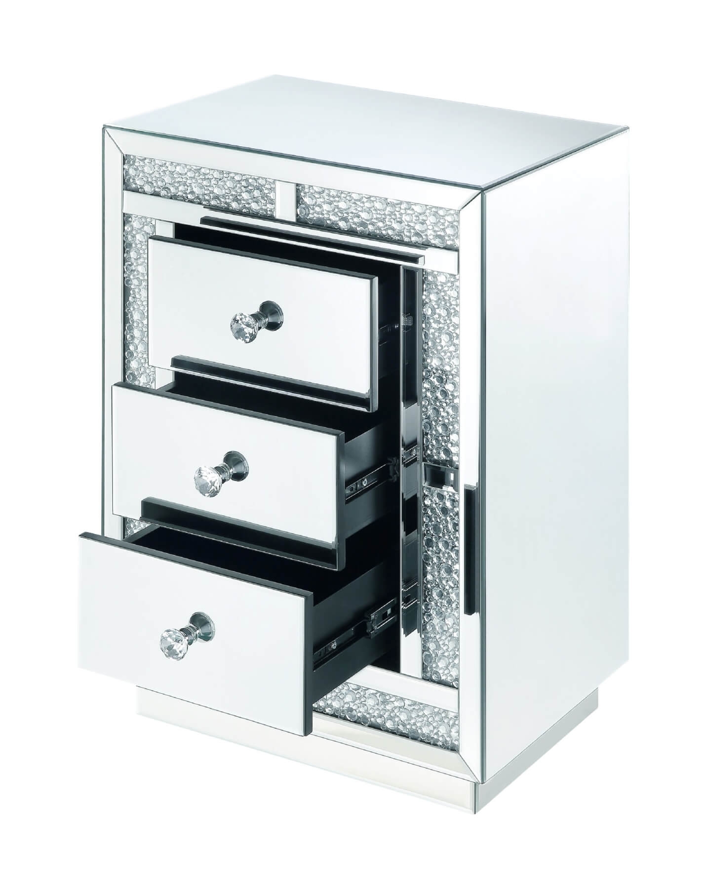 Mallika 97653 Mirrored/Faux Crystals Accent Table/Nightstand