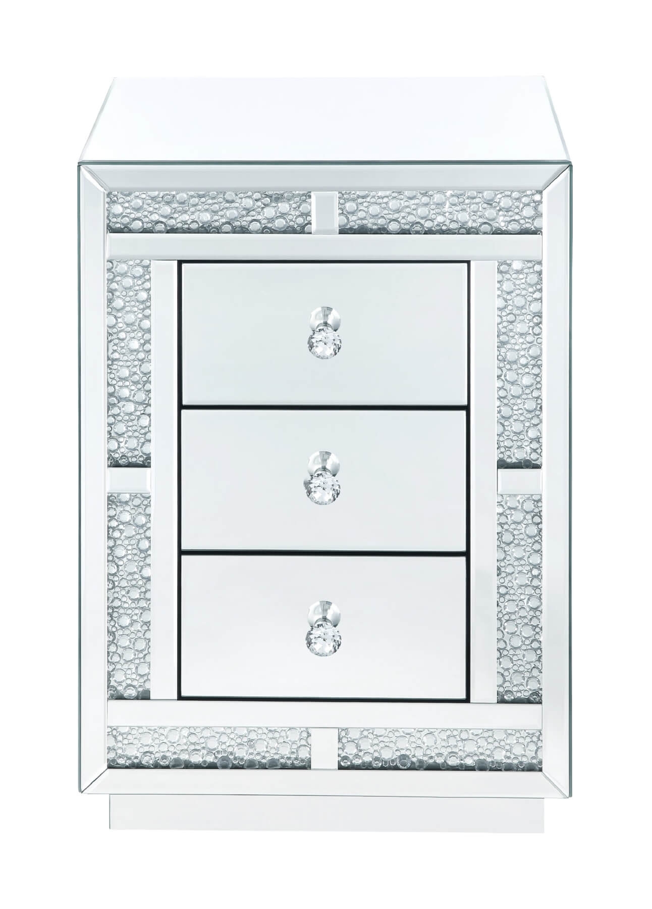 Mallika 97653 Mirrored/Faux Crystals Accent Table/Nightstand