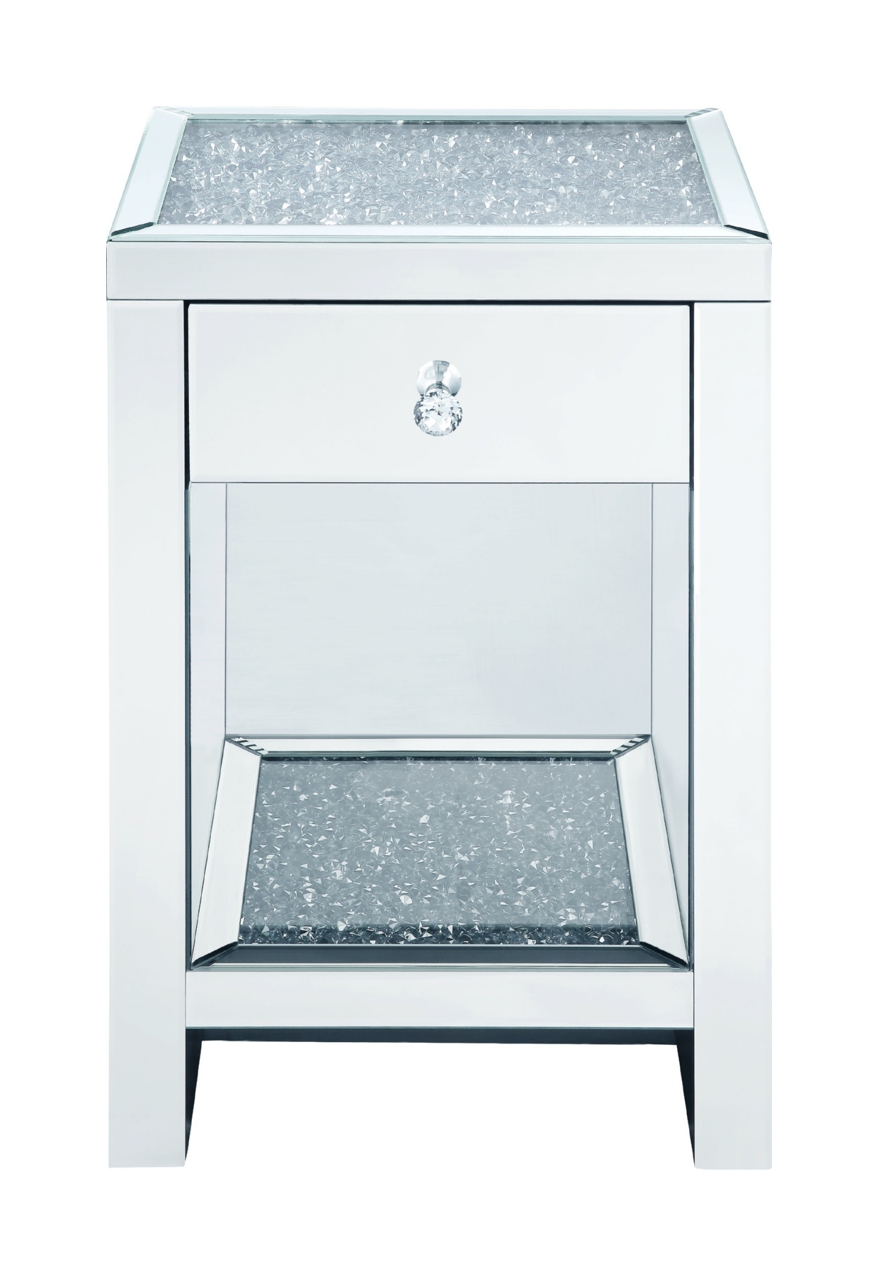 Noralie 97654 Mirrored/Faux Diamonds Accent Table/Nightstand