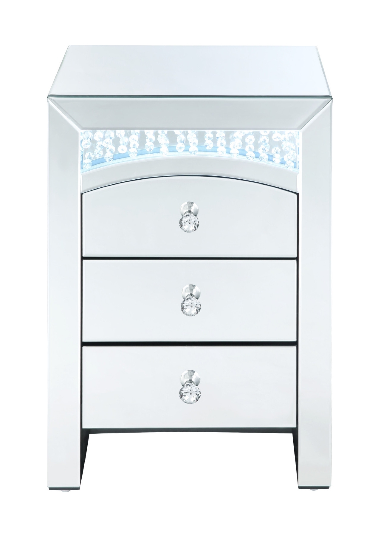 Nysa 97655 Mirrored/Faux Crystals Accent Table/Nightstand w/ LED