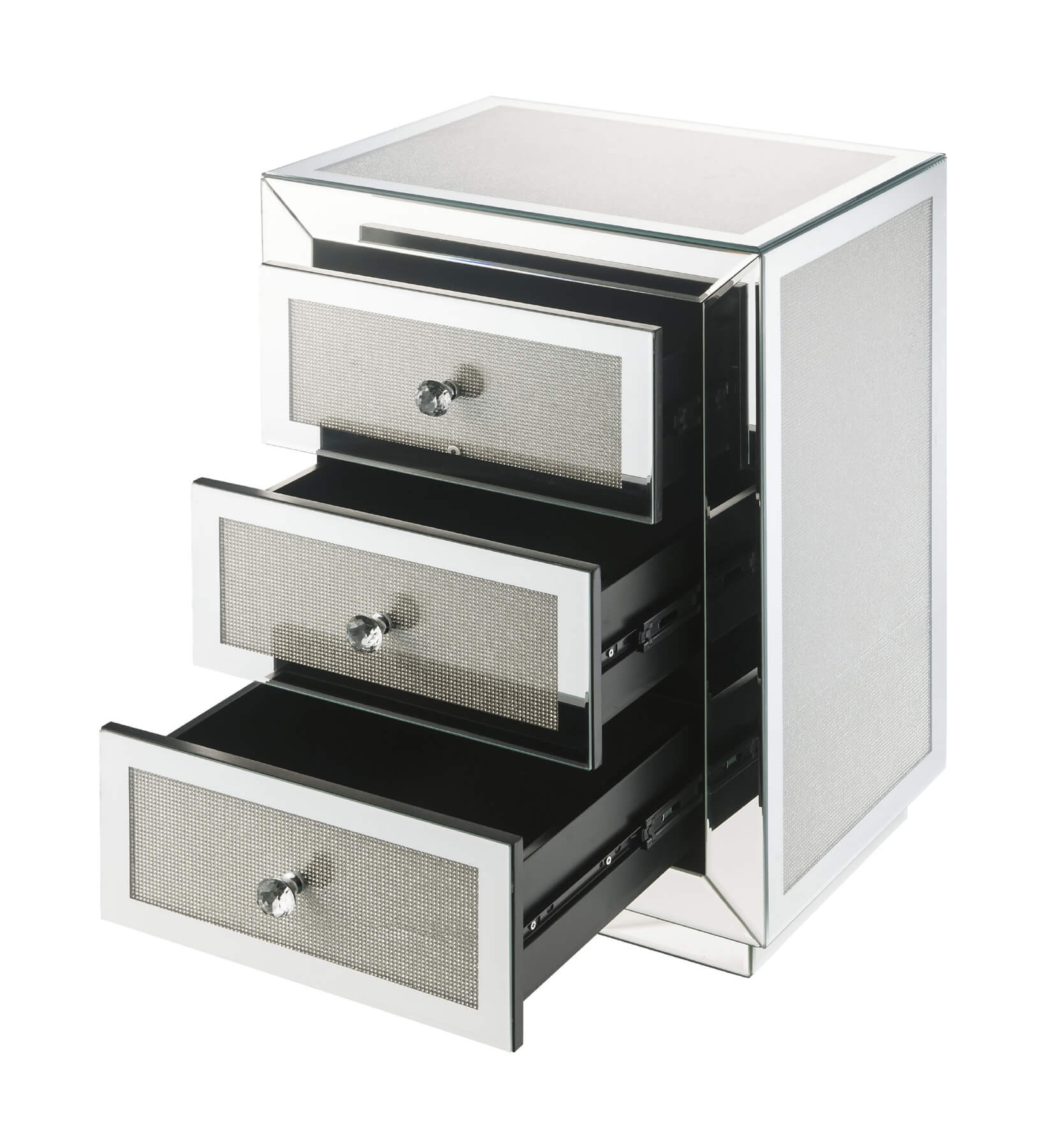 Lavina 97660 Mirrored/Faux Diamonds Accent Table/Nightstand