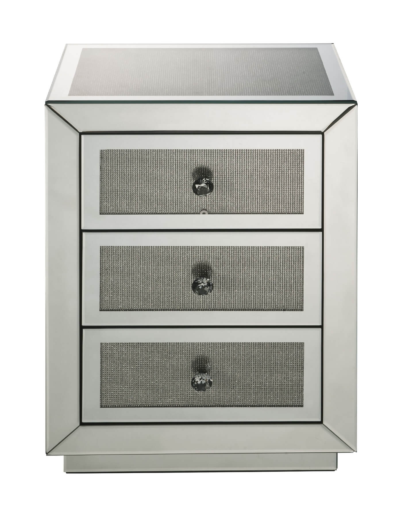Lavina 97660 Mirrored/Faux Diamonds Accent Table/Nightstand
