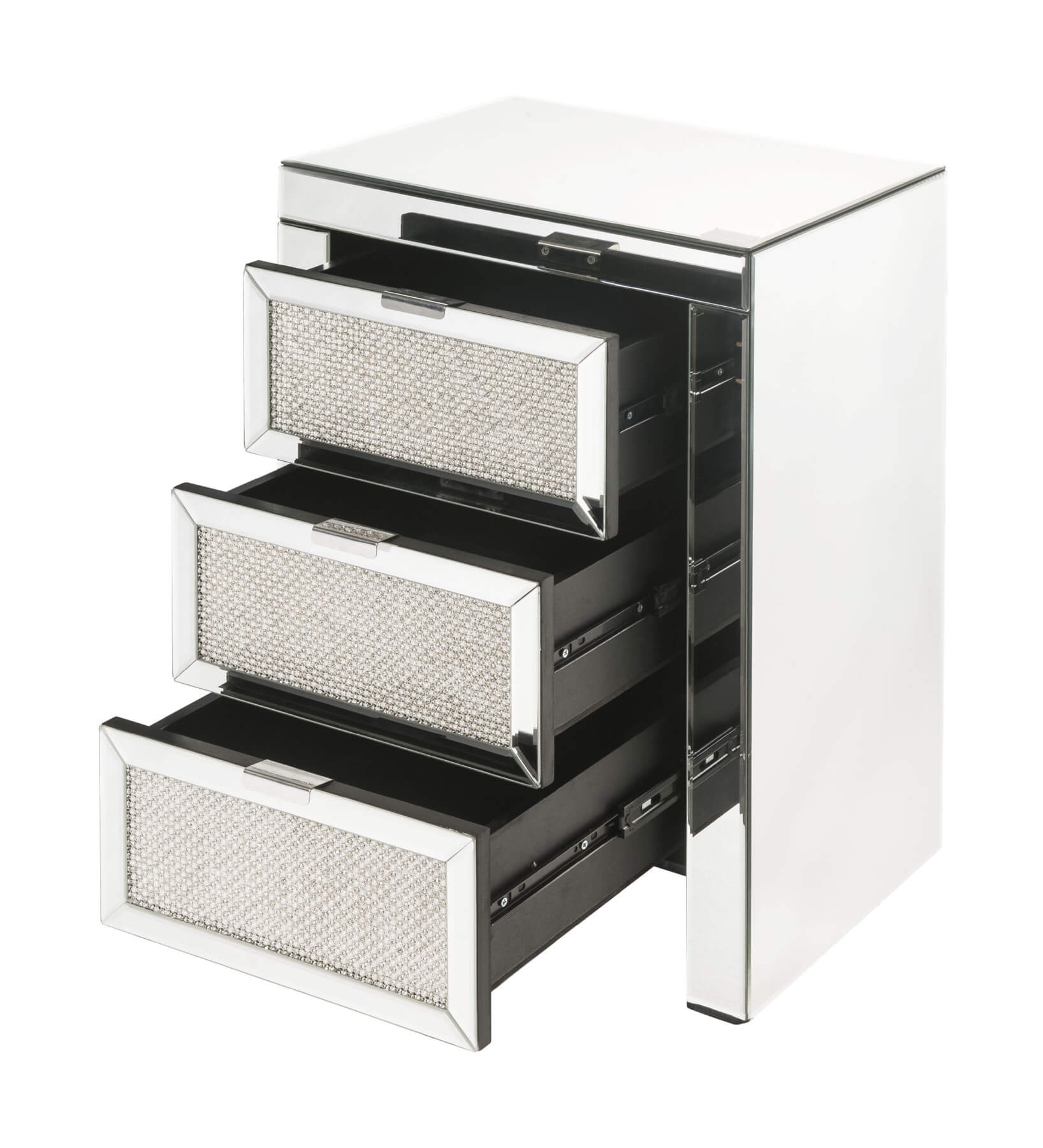 Lavina 97661 Mirrored/Faux Diamonds Accent Table/Nightstand
