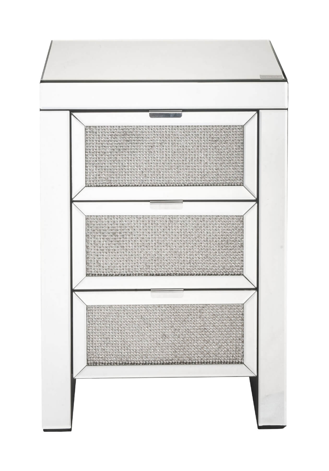 Lavina 97661 Mirrored/Faux Diamonds Accent Table/Nightstand