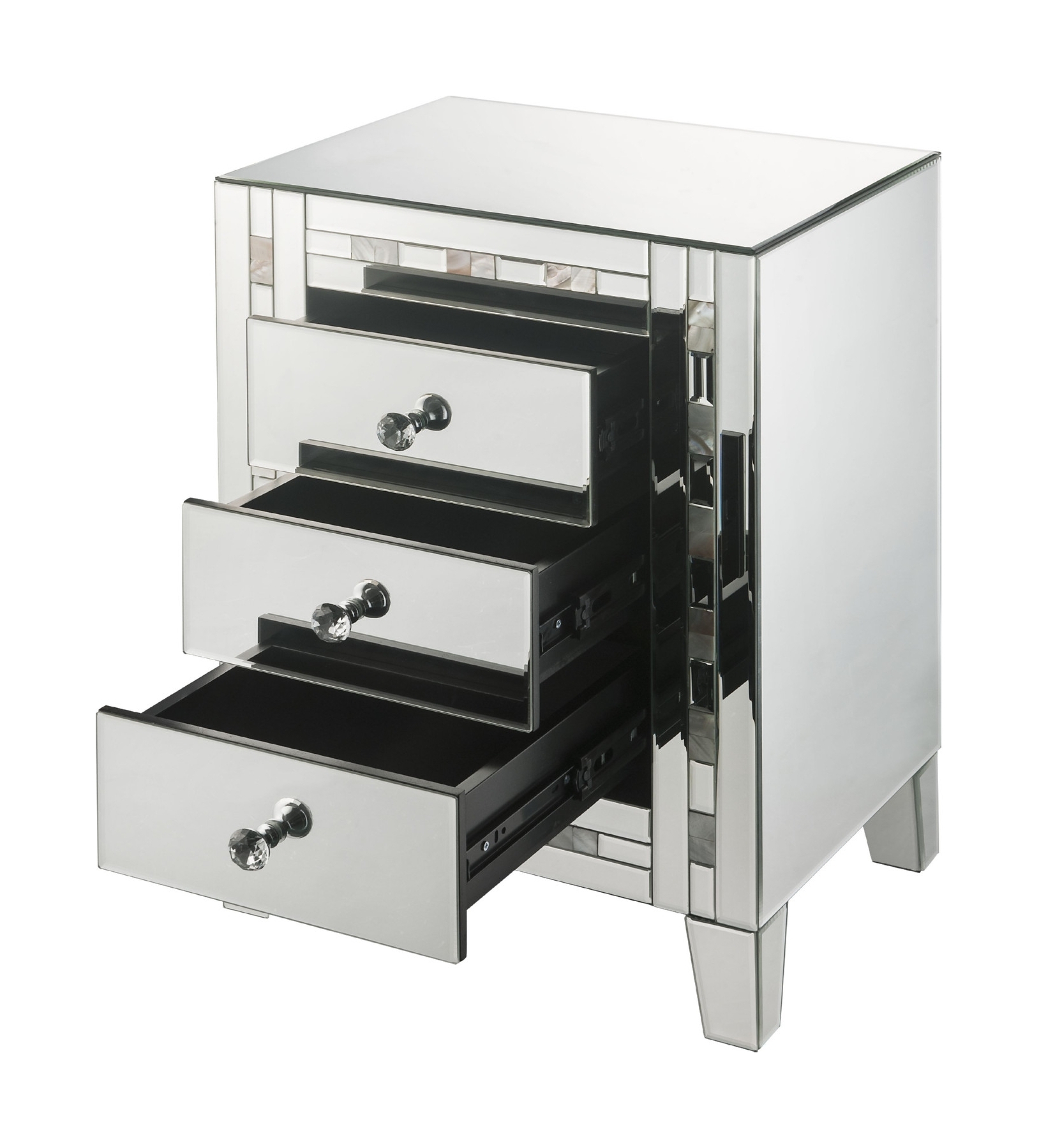 Caesia 97650 Mirrored/Faux Diamonds Accent Table/Nightstand
