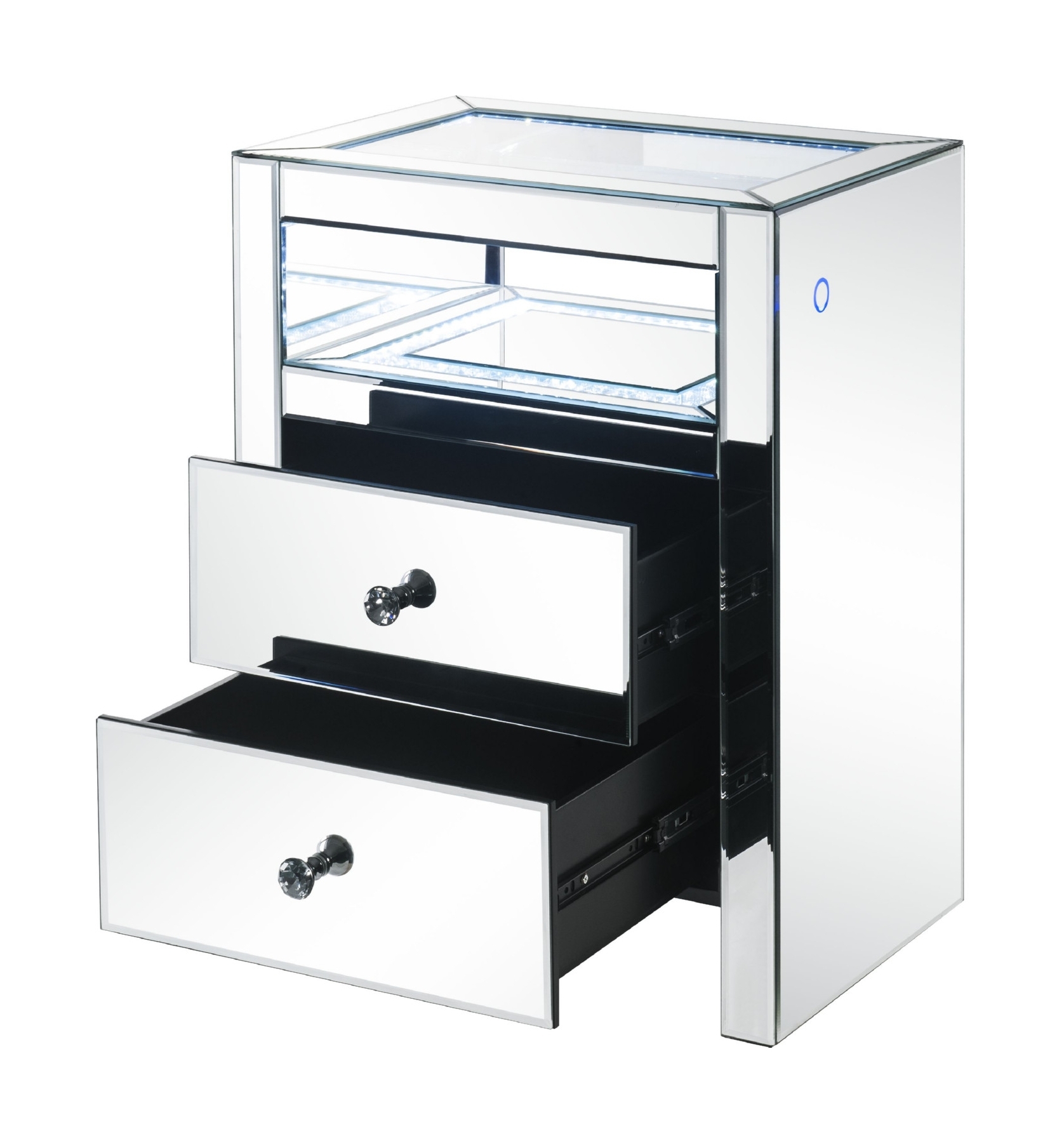 Malish 97685 Mirrored Accent Table/Nightstand w/LED
