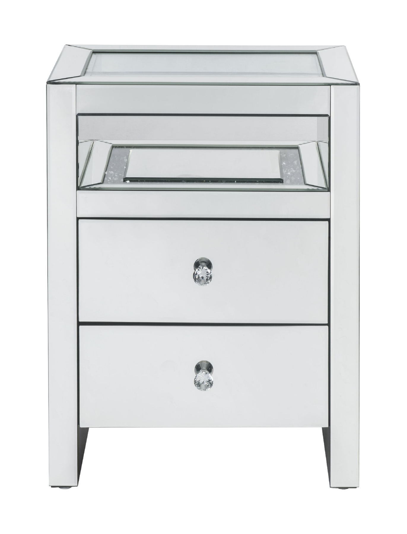 Malish 97685 Mirrored Accent Table/Nightstand w/LED