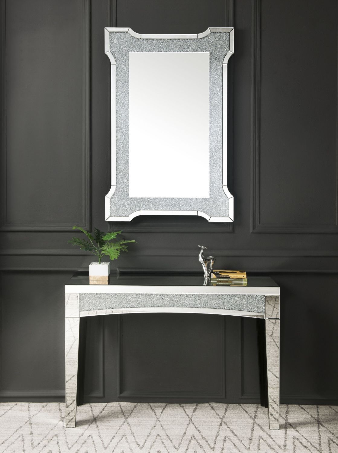 Nowles 97705 Mirrored/Faux Crystals Wall Mirror