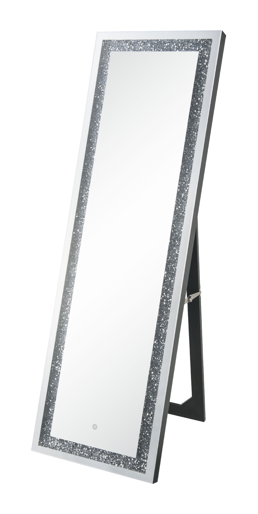 Noralie 97713 Mirrored/Faux Diamonds Accent Floor Mirror w/LED Light