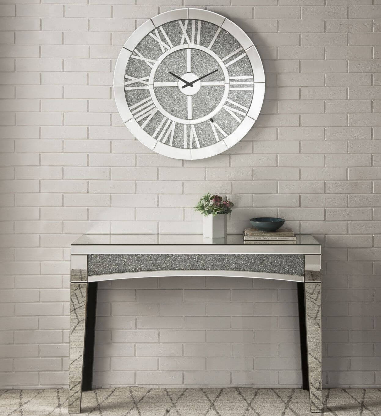 Nowles 97724 Mirrored/Faux Diamonds Wall Clock