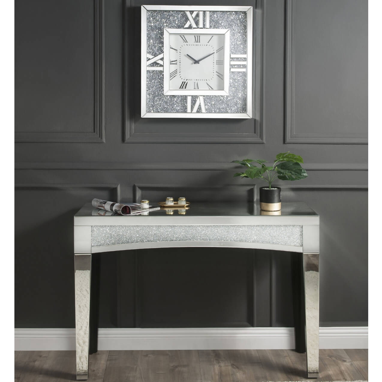 Noralie 97727 Mirrored/Faux Diamonds Wall Clock
