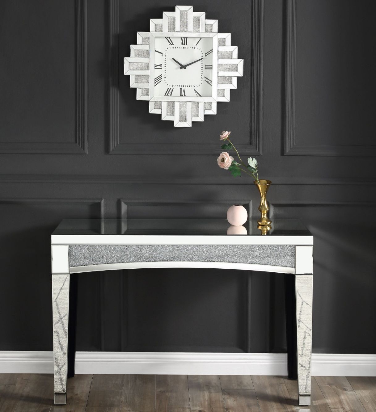 Lavina 97729 Mirrored/Faux Diamonds Wall Clock