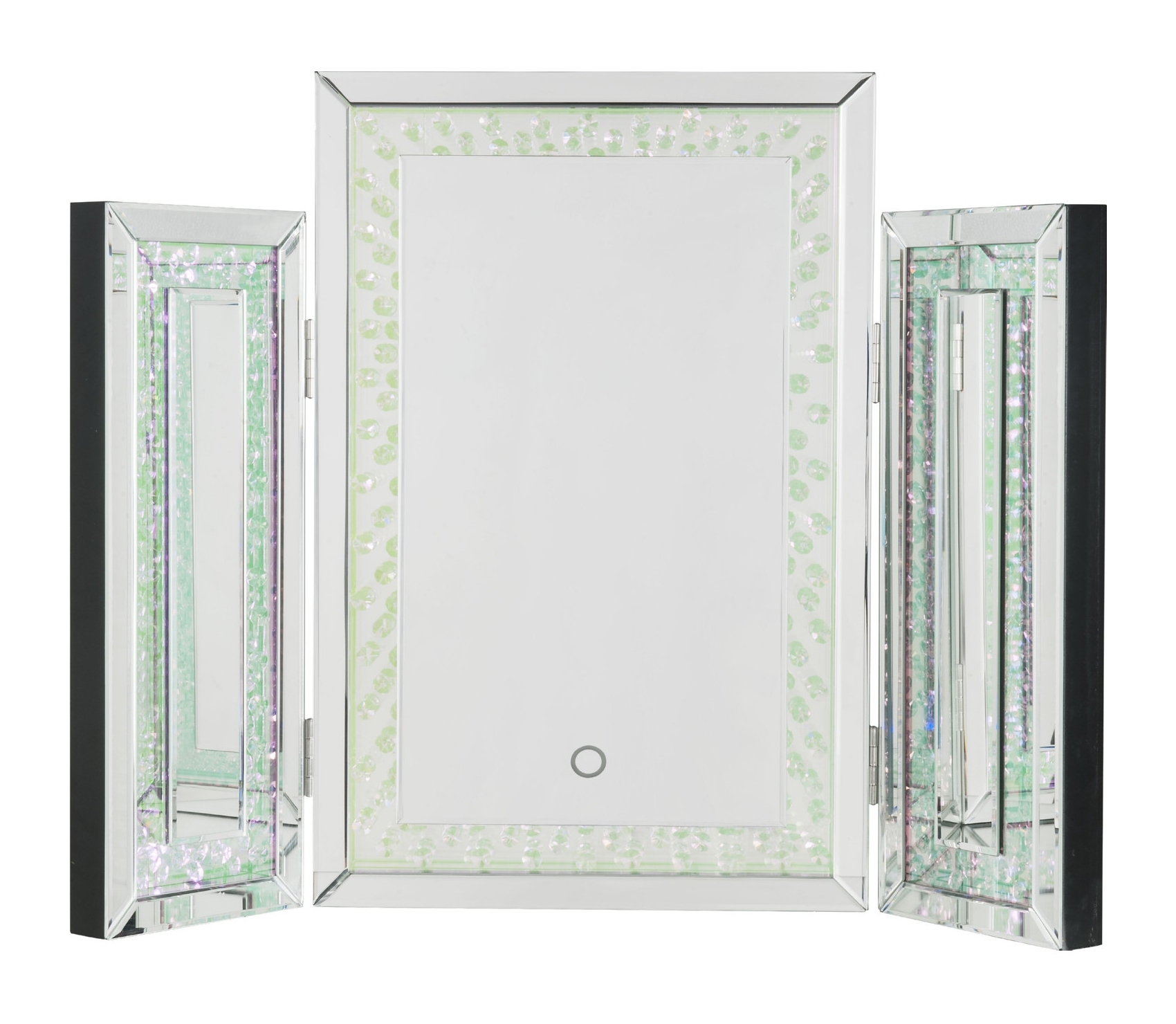 Nysa 97732 Mirrored/Faux Crystals Tri-fold Mirror w/ LED Light
