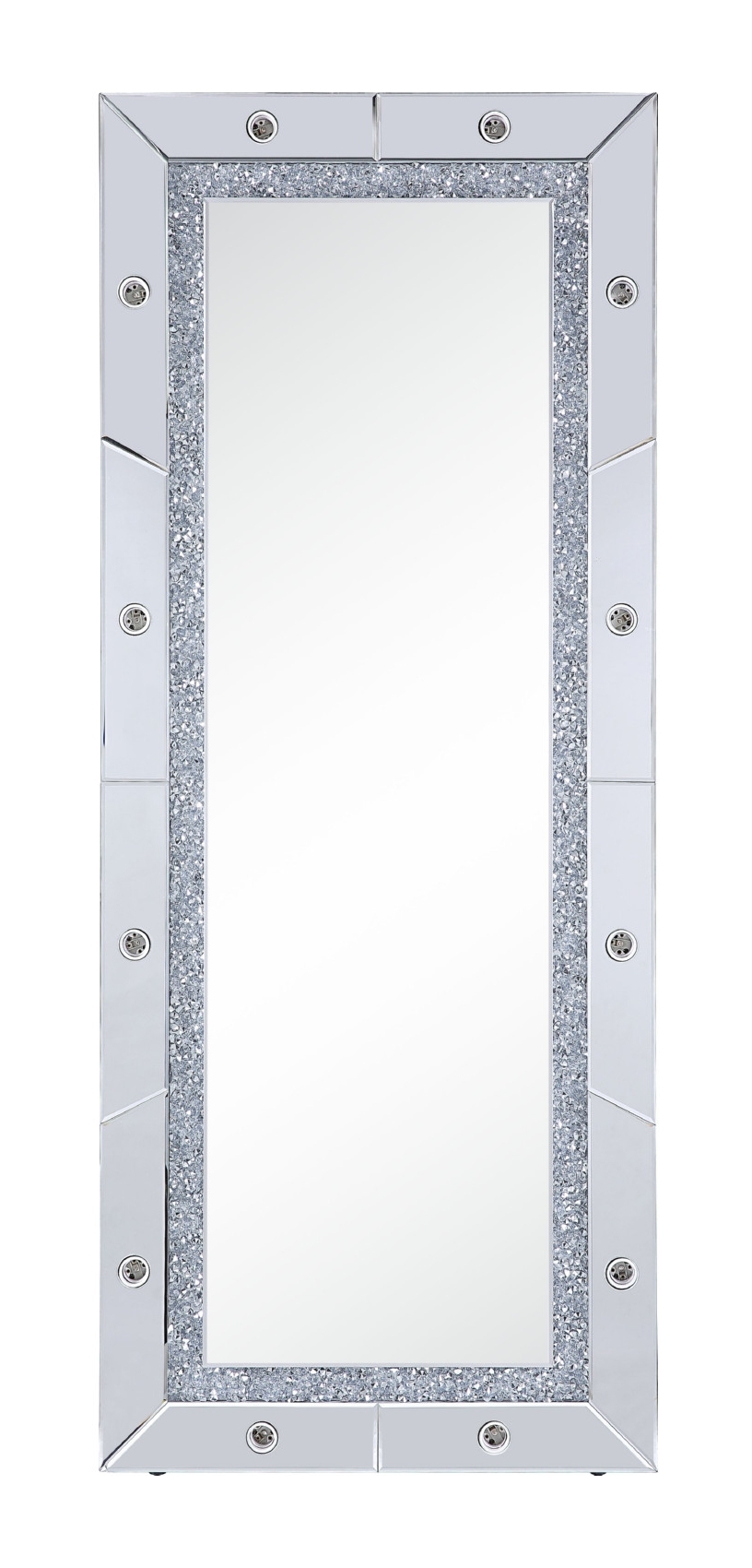 Noralie 97754 Mirrored/Faux Diamonds Accent Floor Mirror