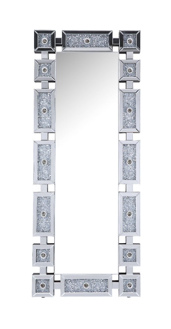 Noralie 97756 Mirrored/Faux Diamonds Accent Floor Mirror