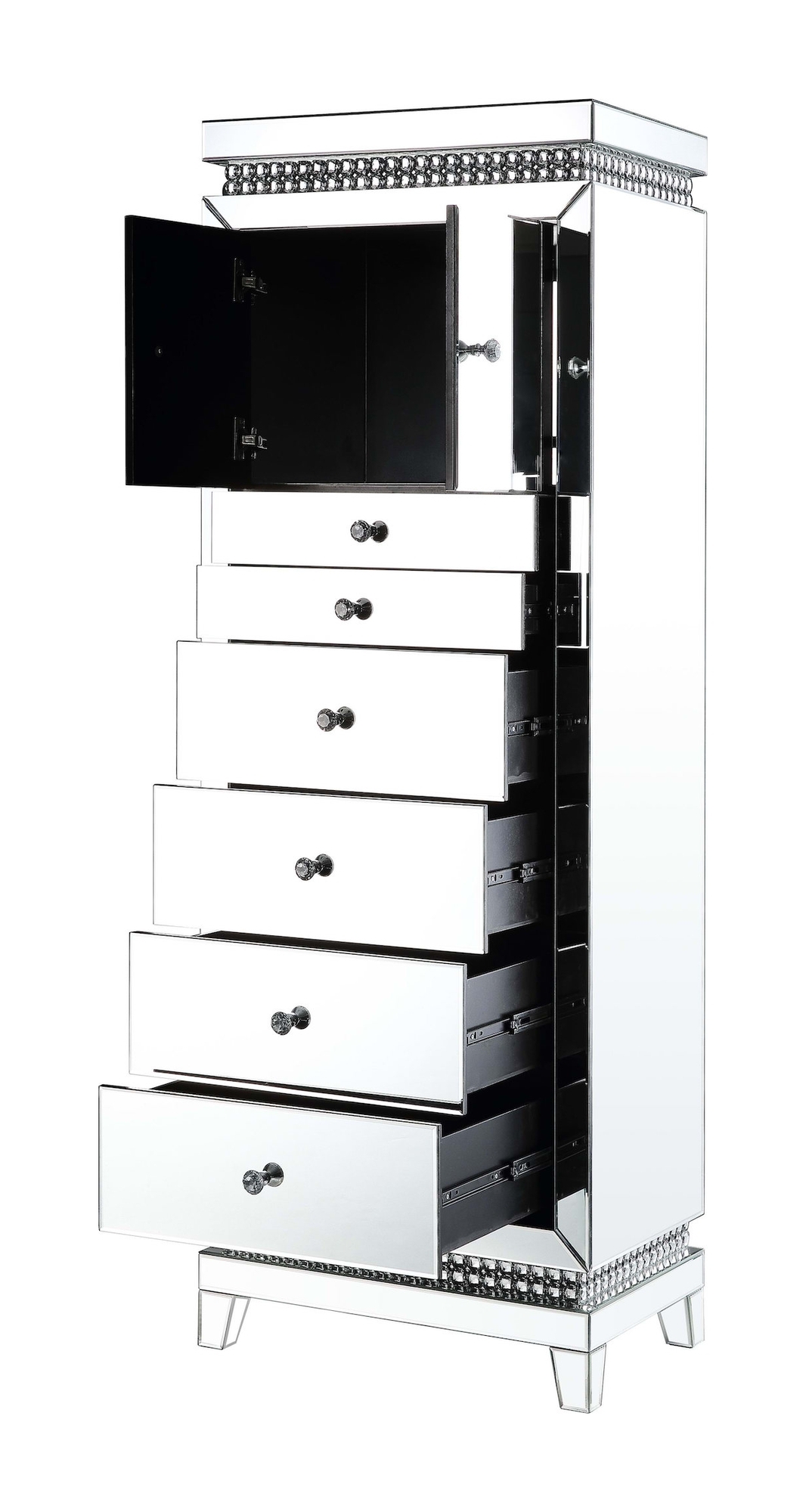 Lotus 97807 Mirrored/Faux Crystals Jewelry Armoire
