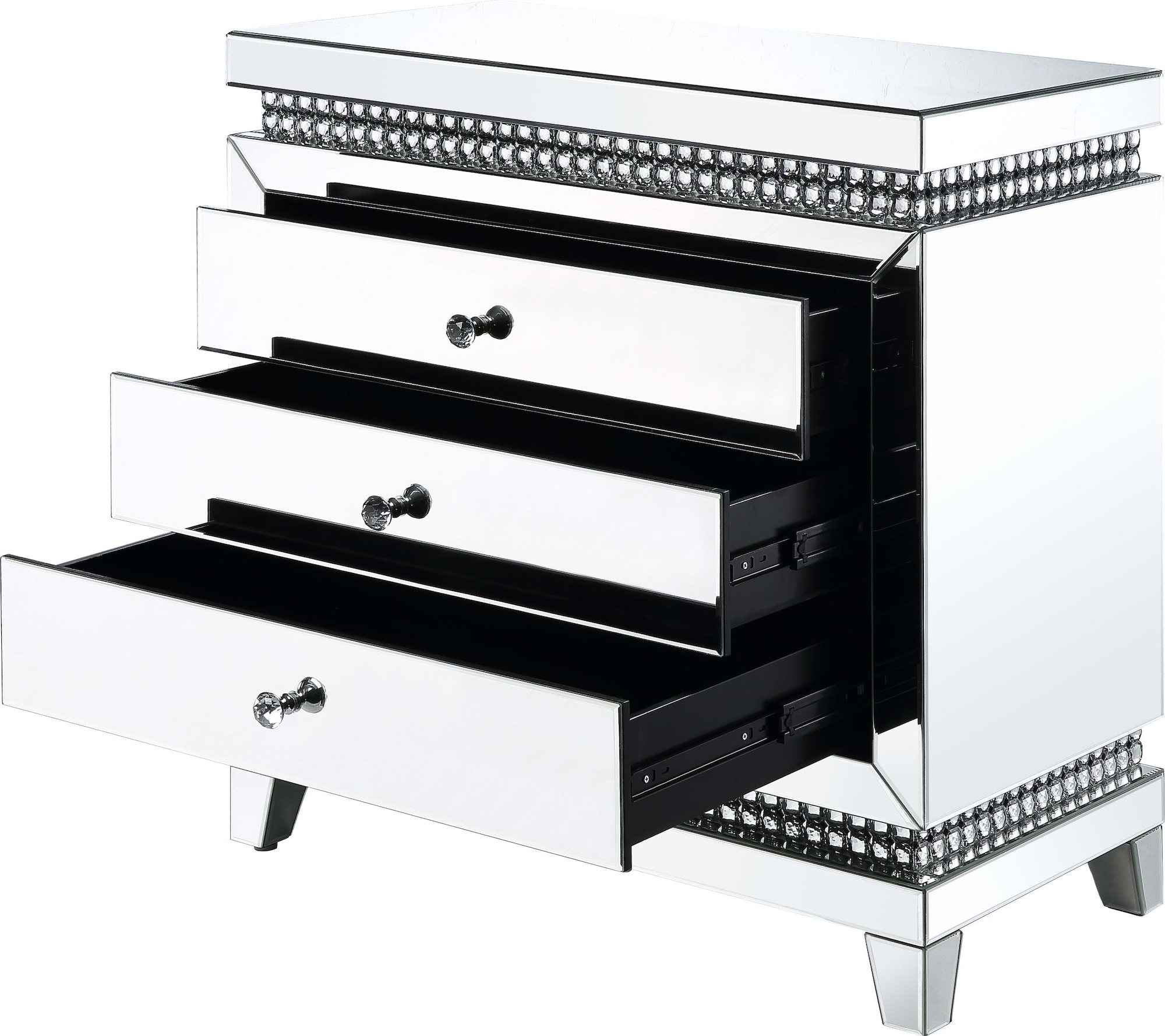 Lotus 97811 Mirrored/Faux Crystals Cabinet/Console Table