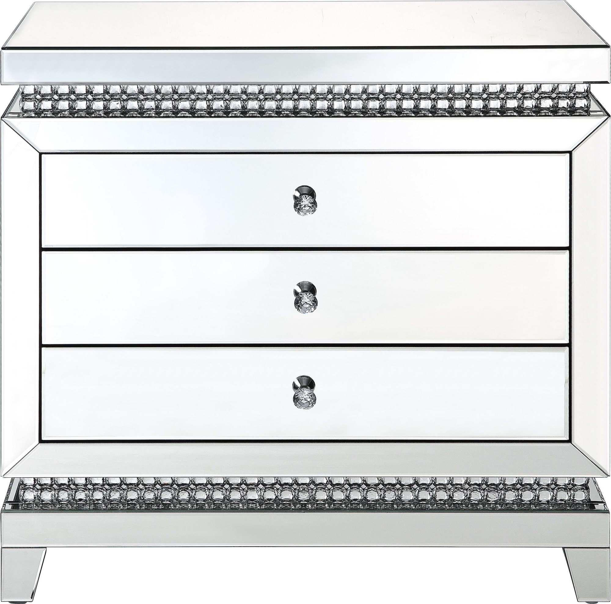 Lotus 97811 Mirrored/Faux Crystals Cabinet/Console Table