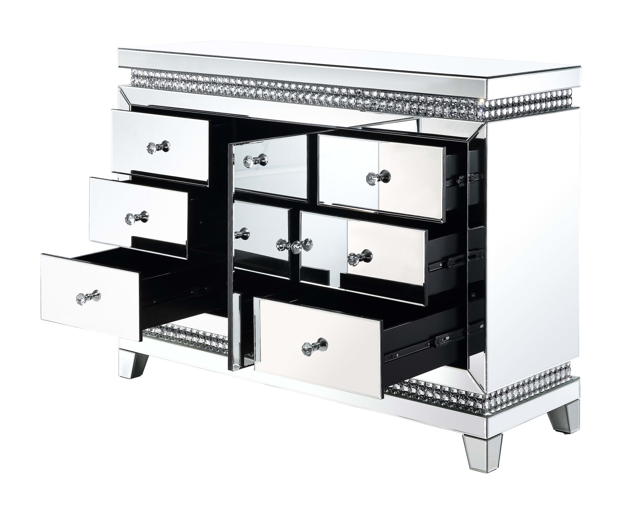 Lotus 97813 Mirrored/Faux Crystals Cabinet/Console Table