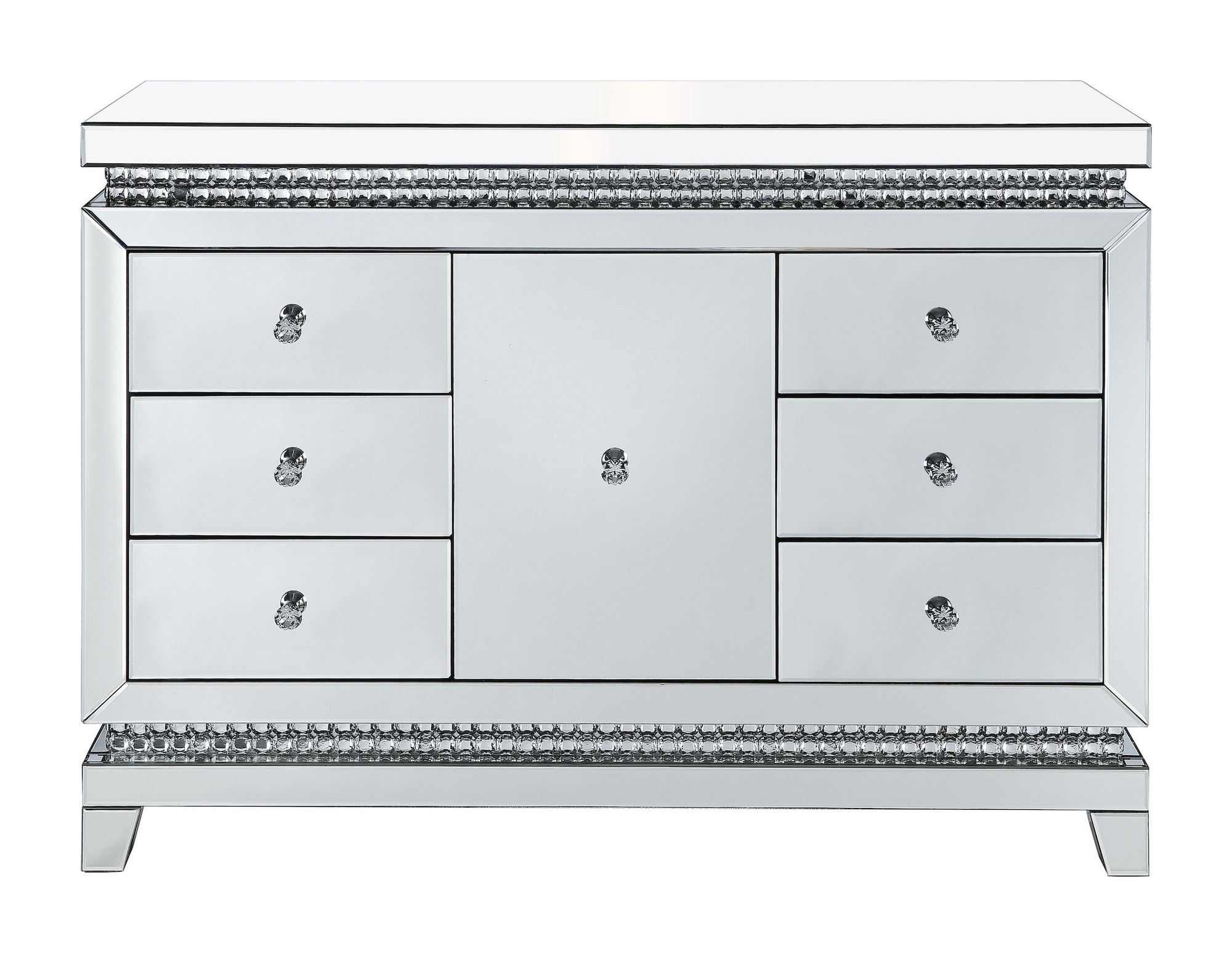 Lotus 97813 Mirrored/Faux Crystals Cabinet/Console Table