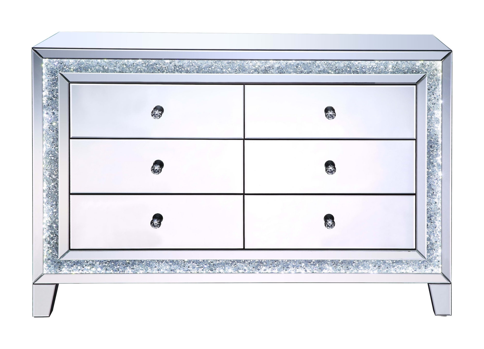 Noralie 97815 Mirrored/Faux Diamonds Cabinet/Console Table w/LED Lights