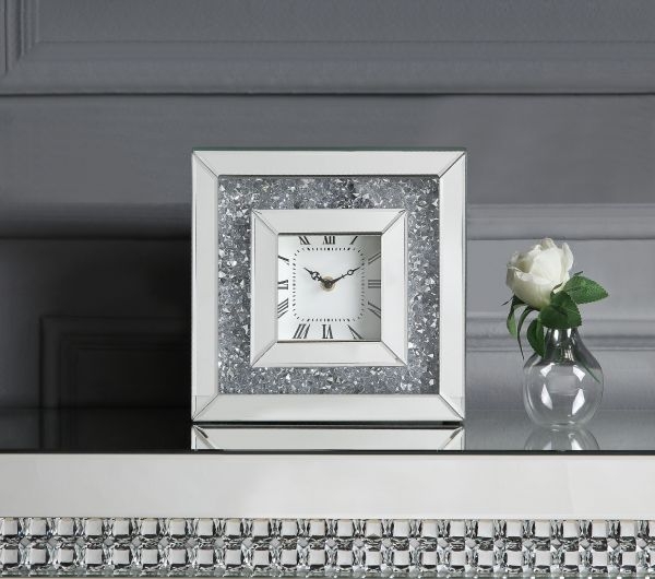 Noralie 97817 Mirrored/Faux Diamonds Accent Clock