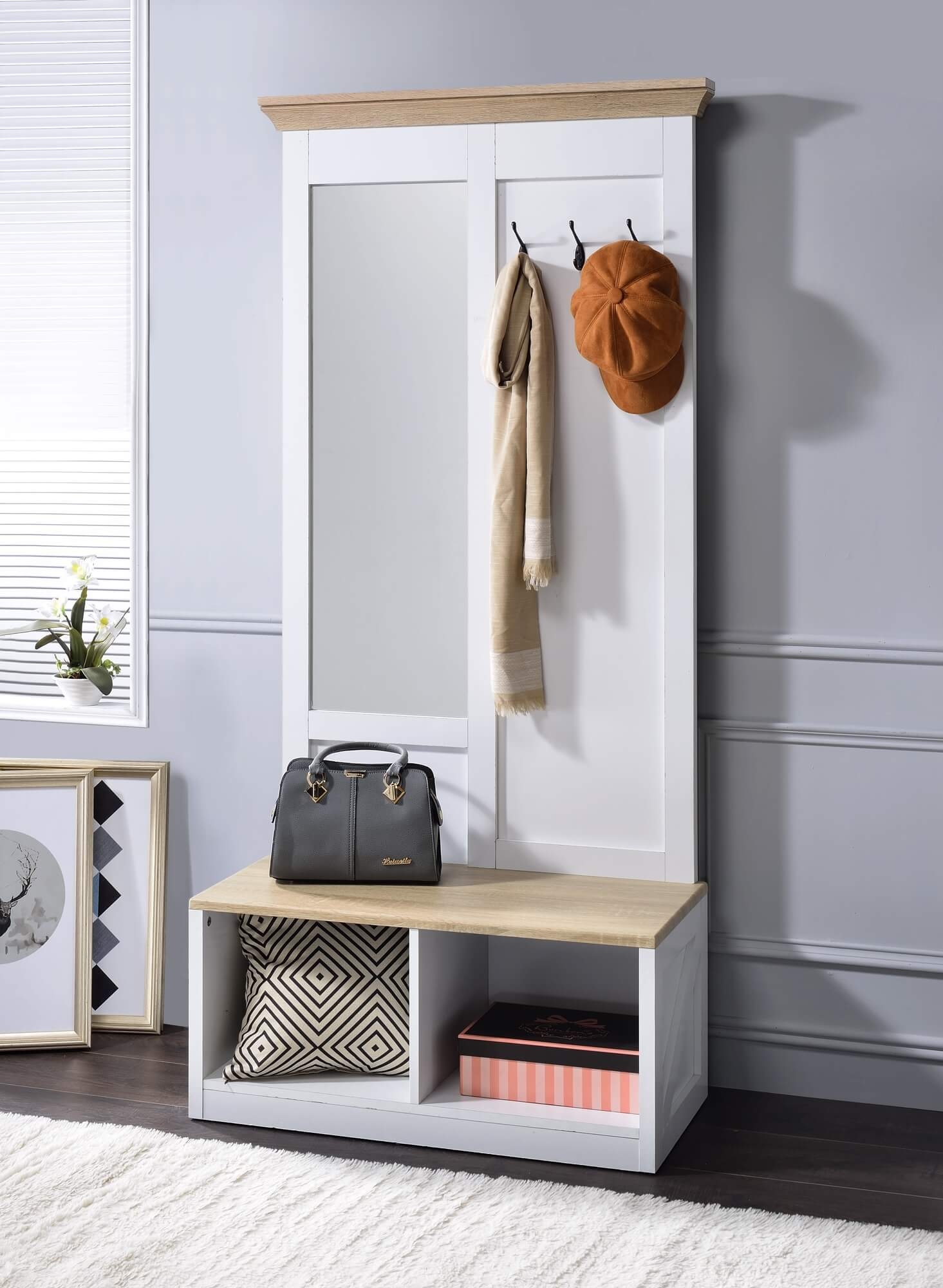 Melati Wood Veneer Hall Tree