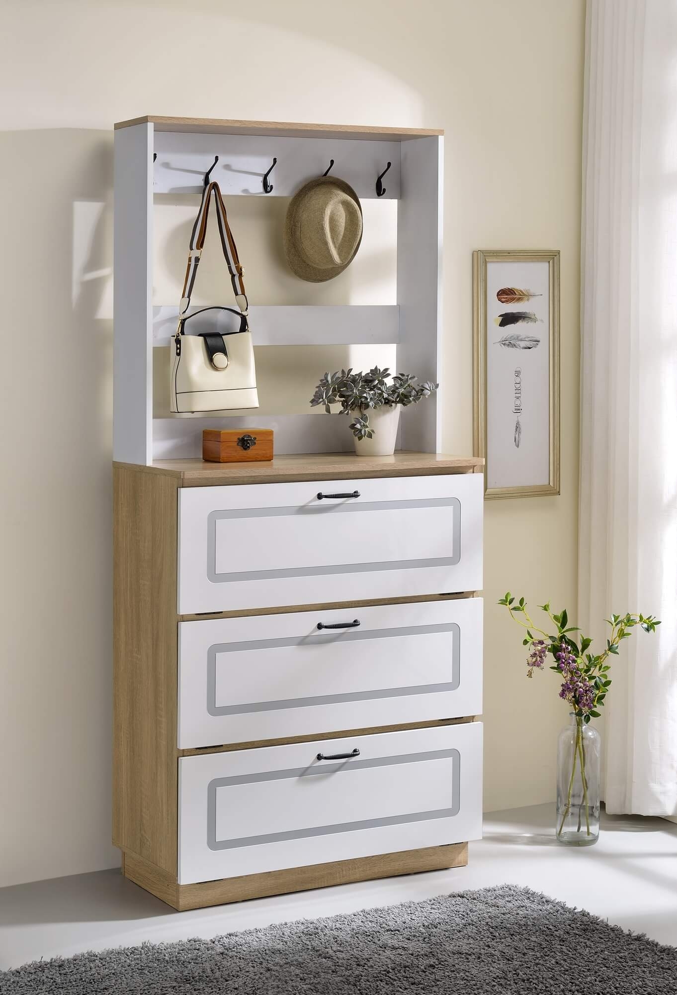 Hewett Wood Veneer Shoe Cabinet