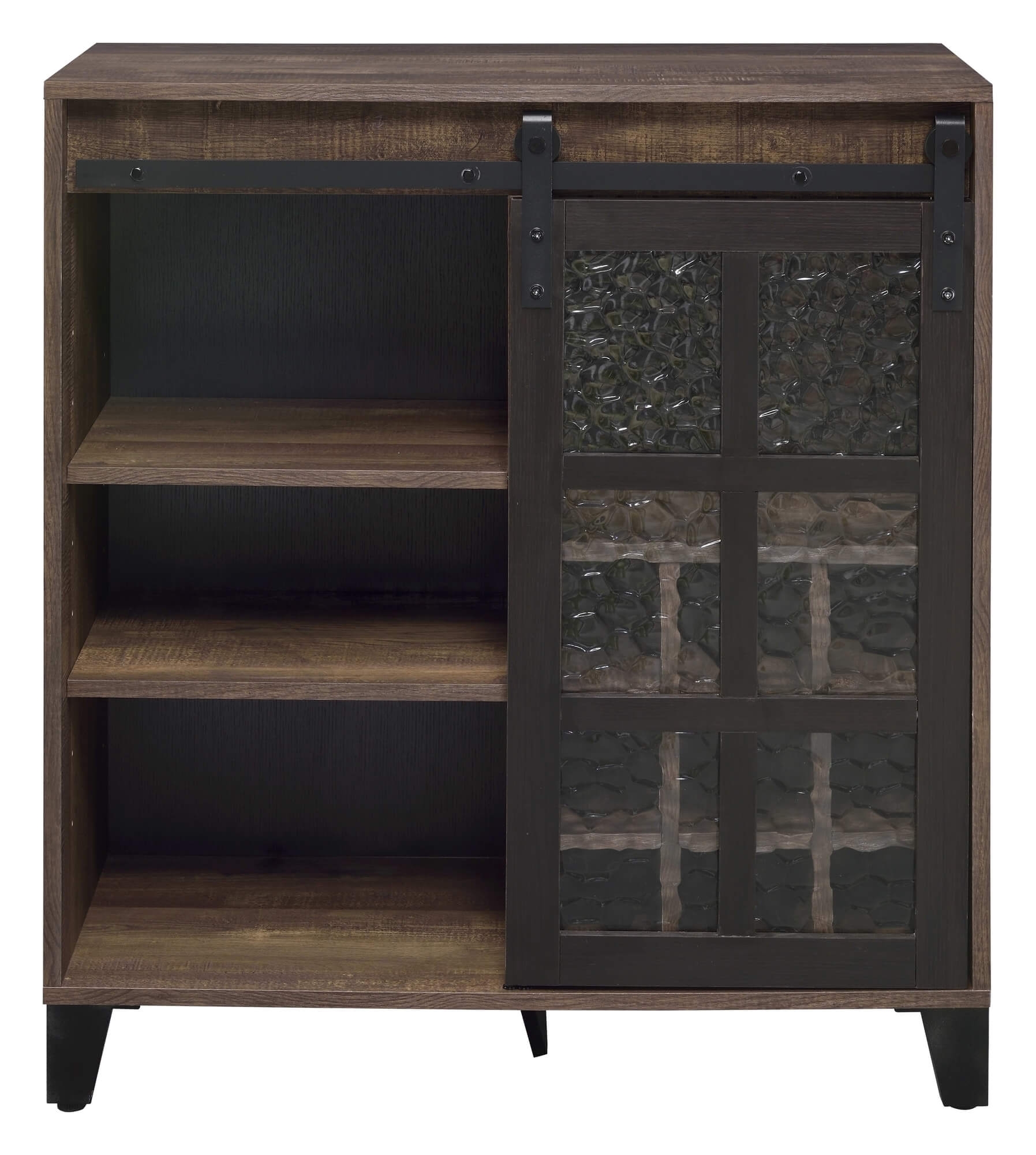 Treju Wood Veneer/Metal/Glass Wine Cabinet