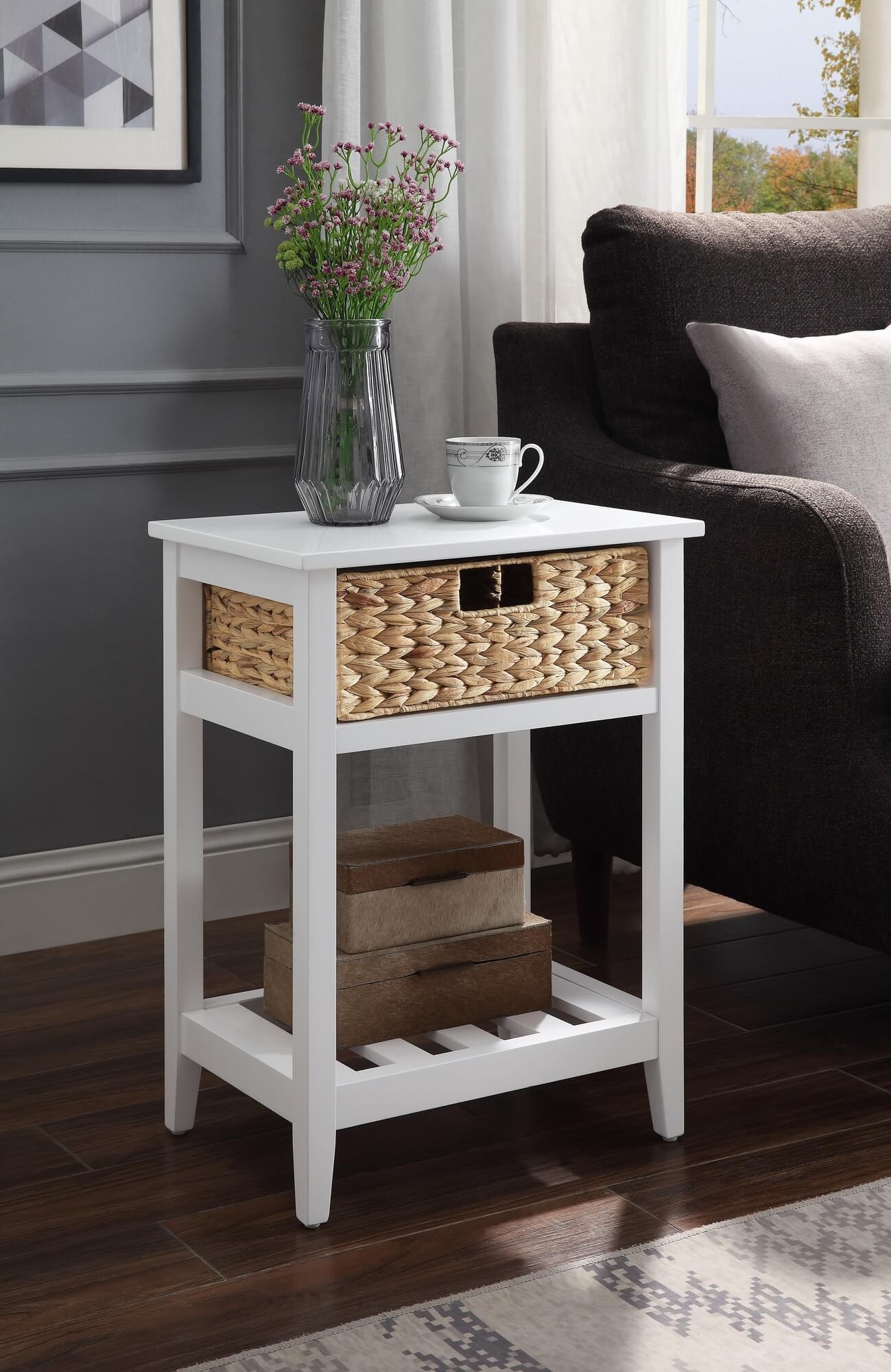Chinu Wood/Ratten Accent Table/Nightstand