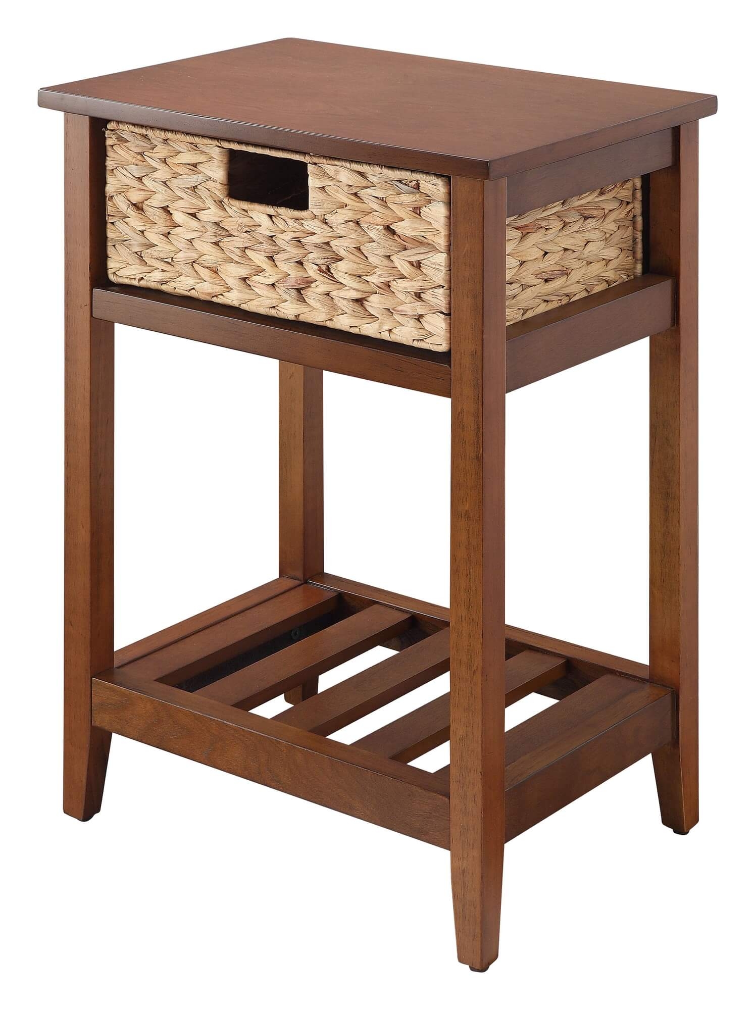 Chinu Wood/Ratten Accent Table/Nightstand