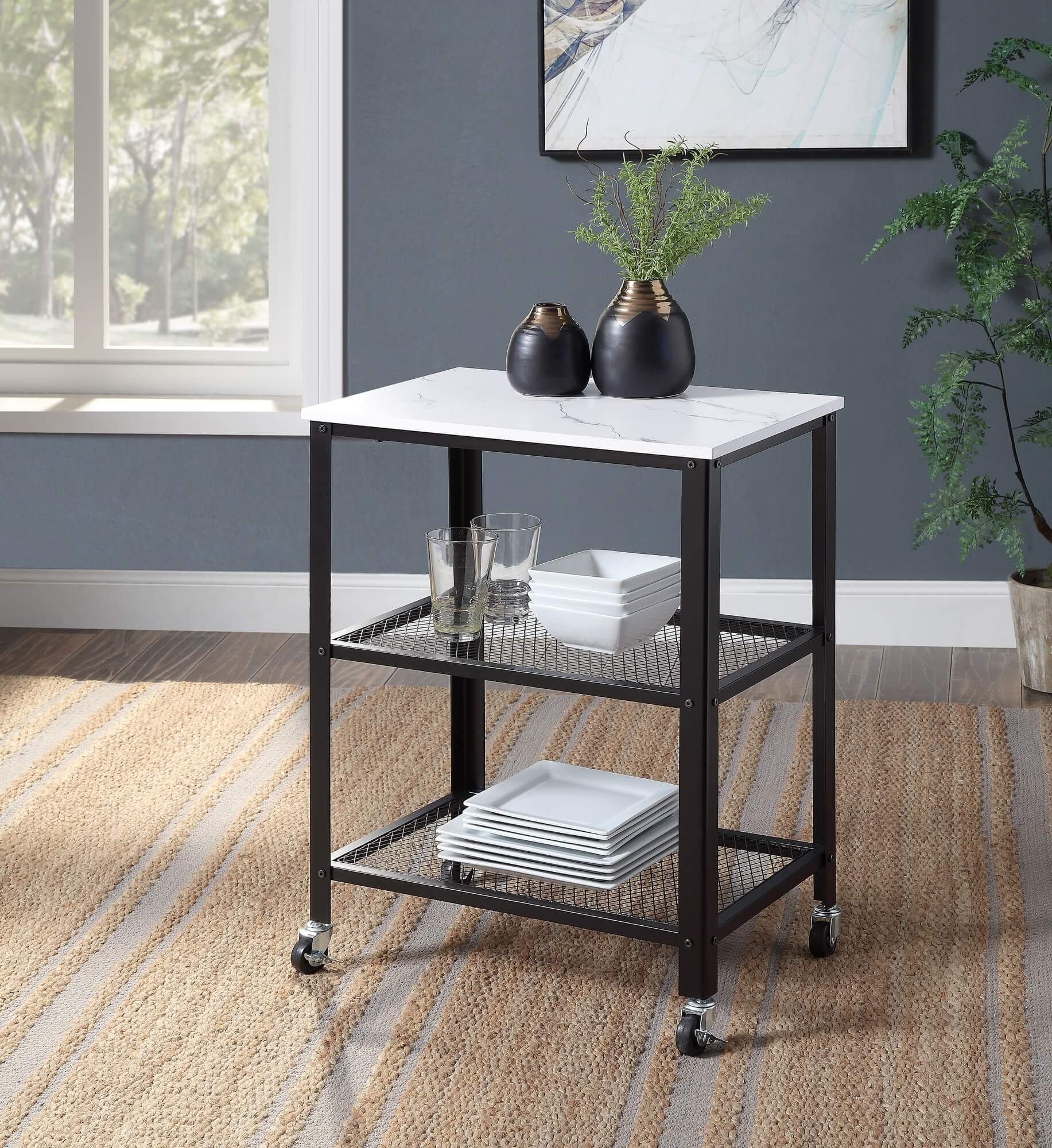 Taurus Wood Veneer/Metal Rectangular Accent Table, Composition 1