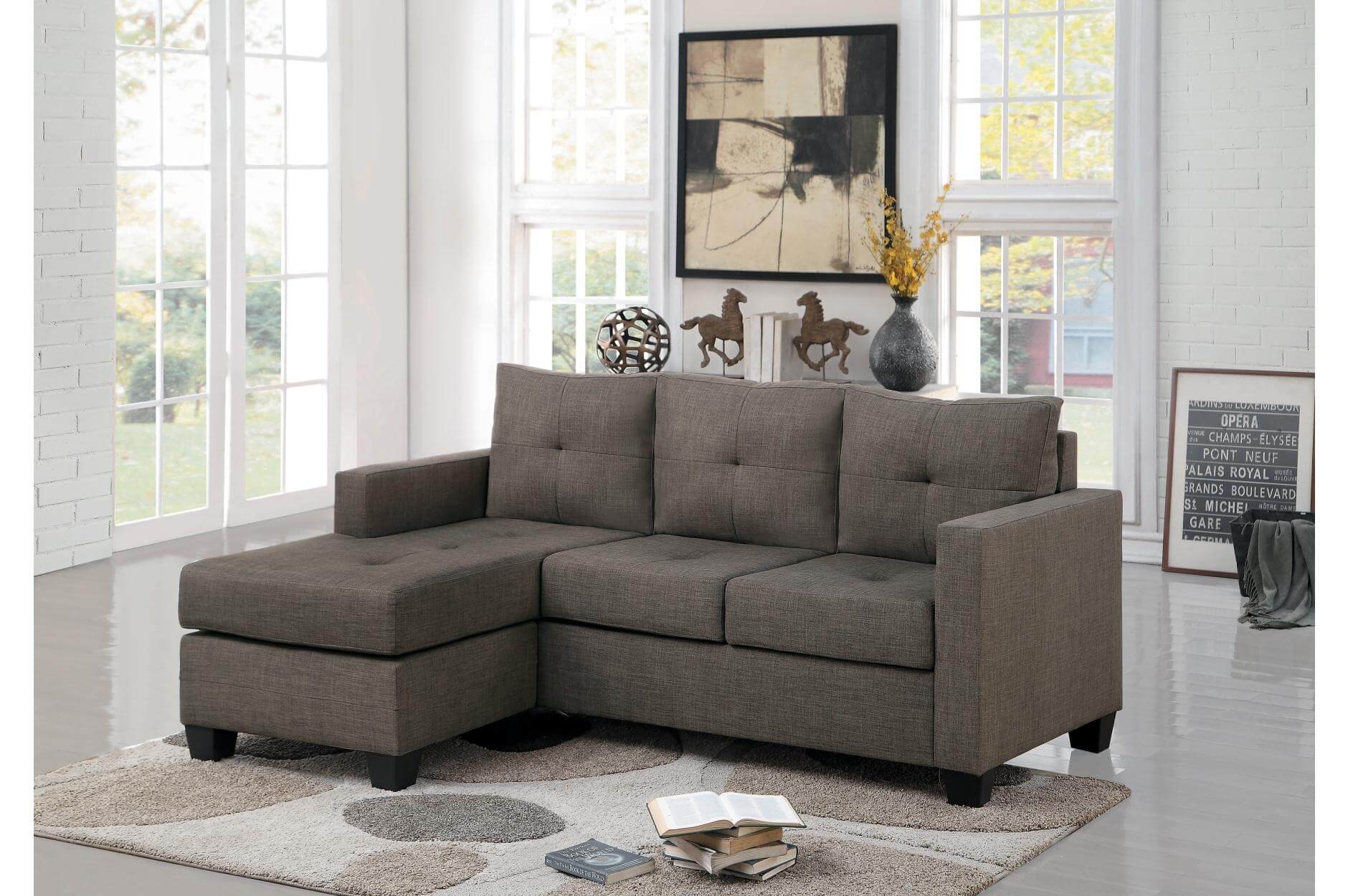 Phelps Polyester Fabric/Wood Sectional Sofa